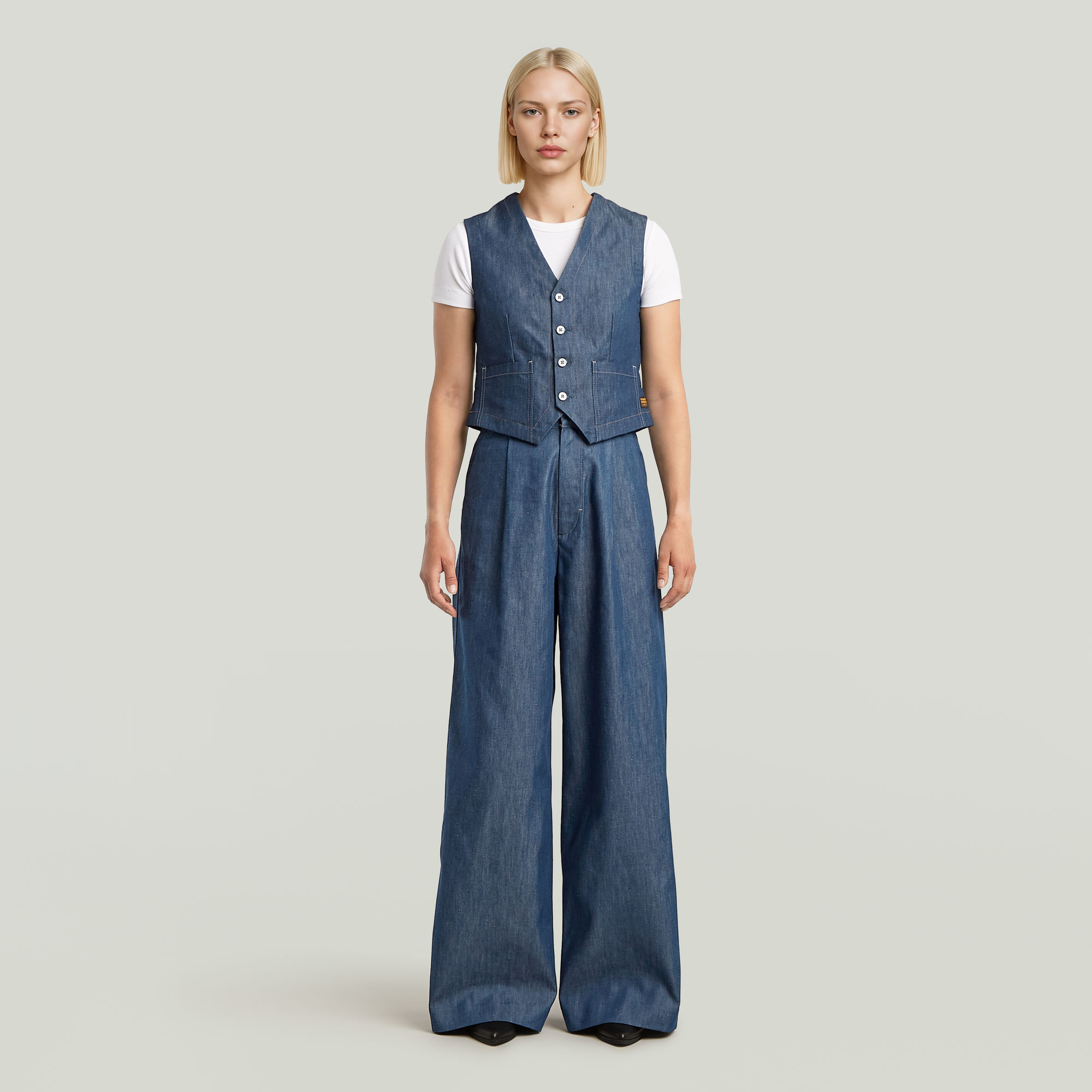 G-Star RAW Fluid Wide Leg Broek Donkerblauw Dames