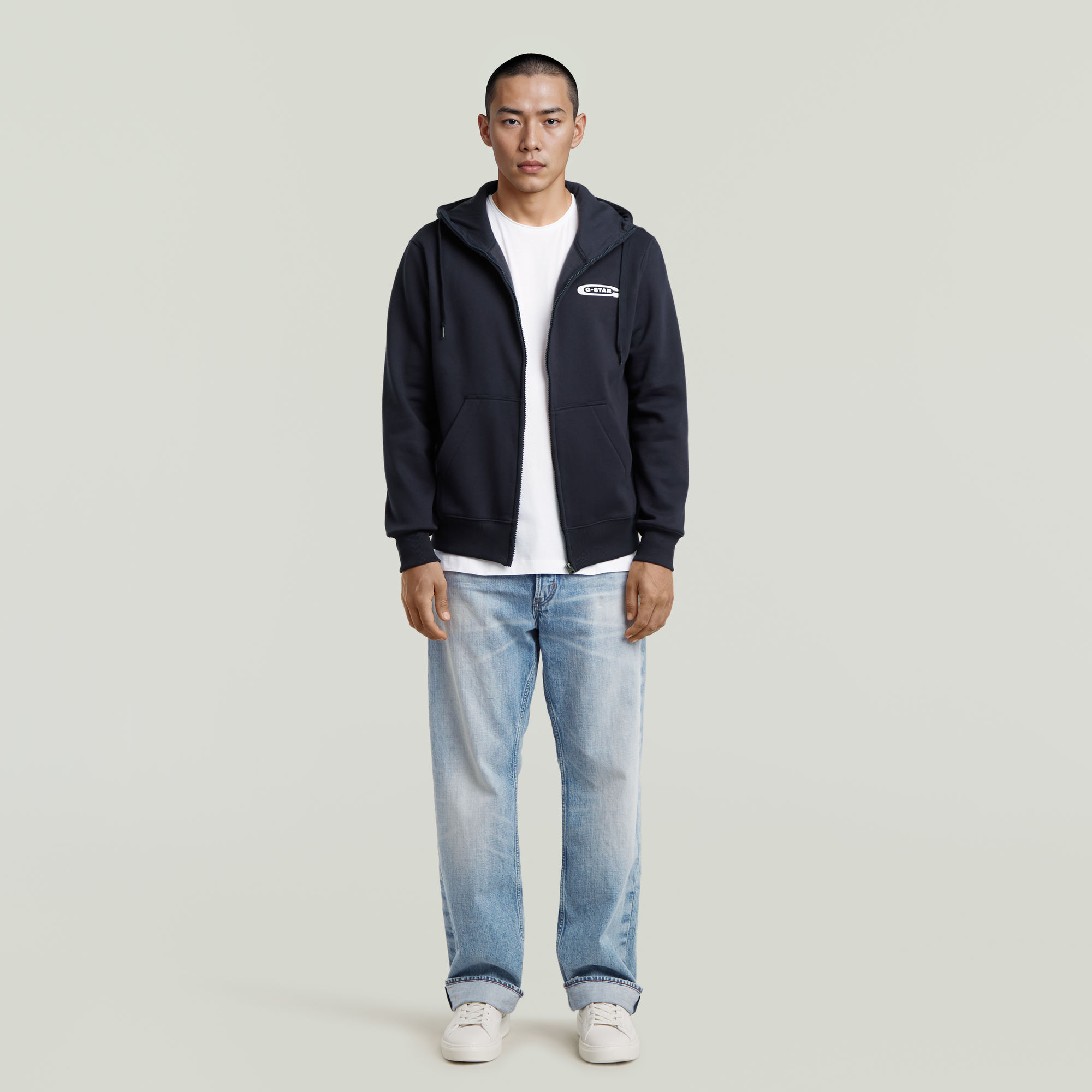 G-Star RAW Old Skool Zip Hoodie Donkerblauw Heren