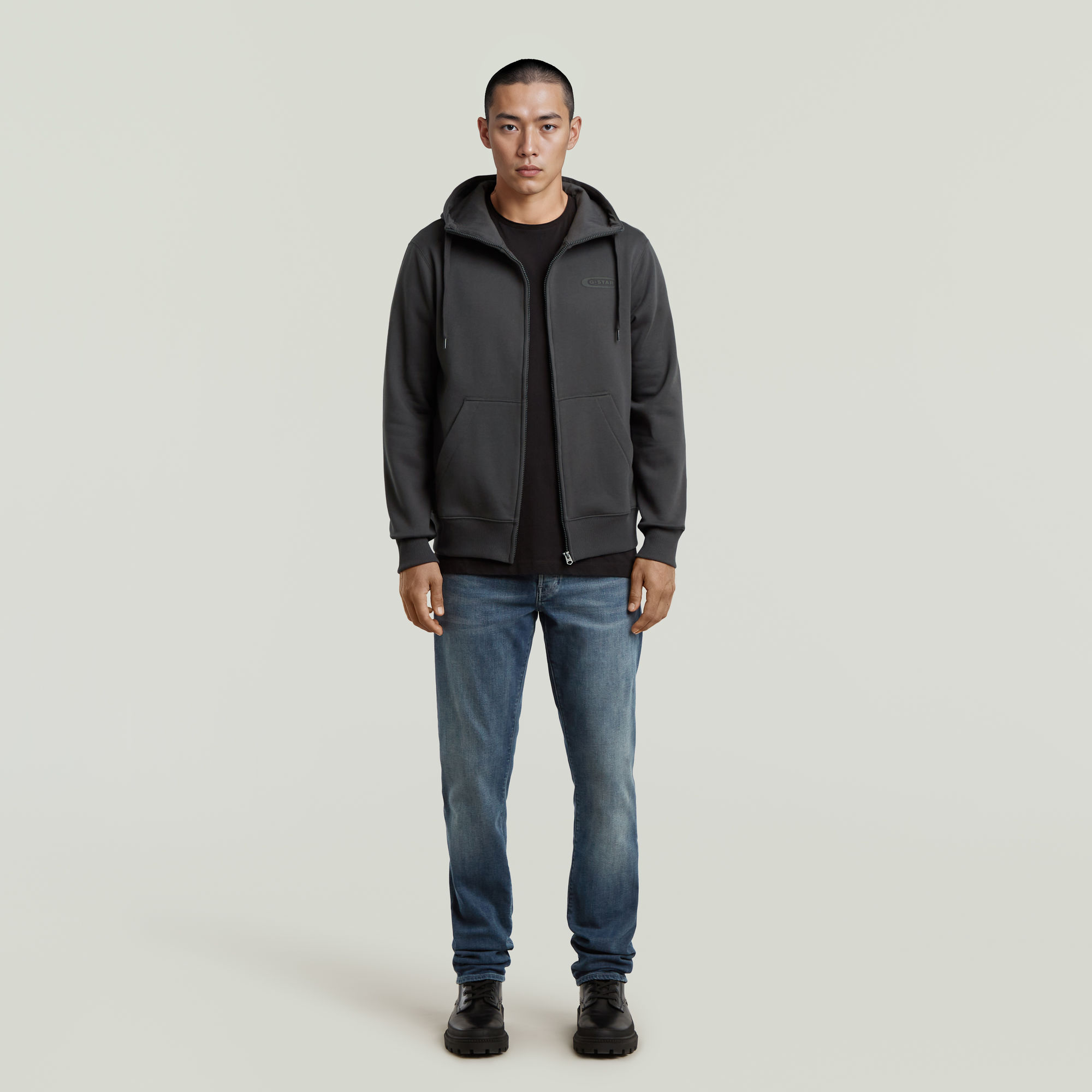 Thumbnail - Old Skool Hoodie Zip Sweater - Grau - Herren