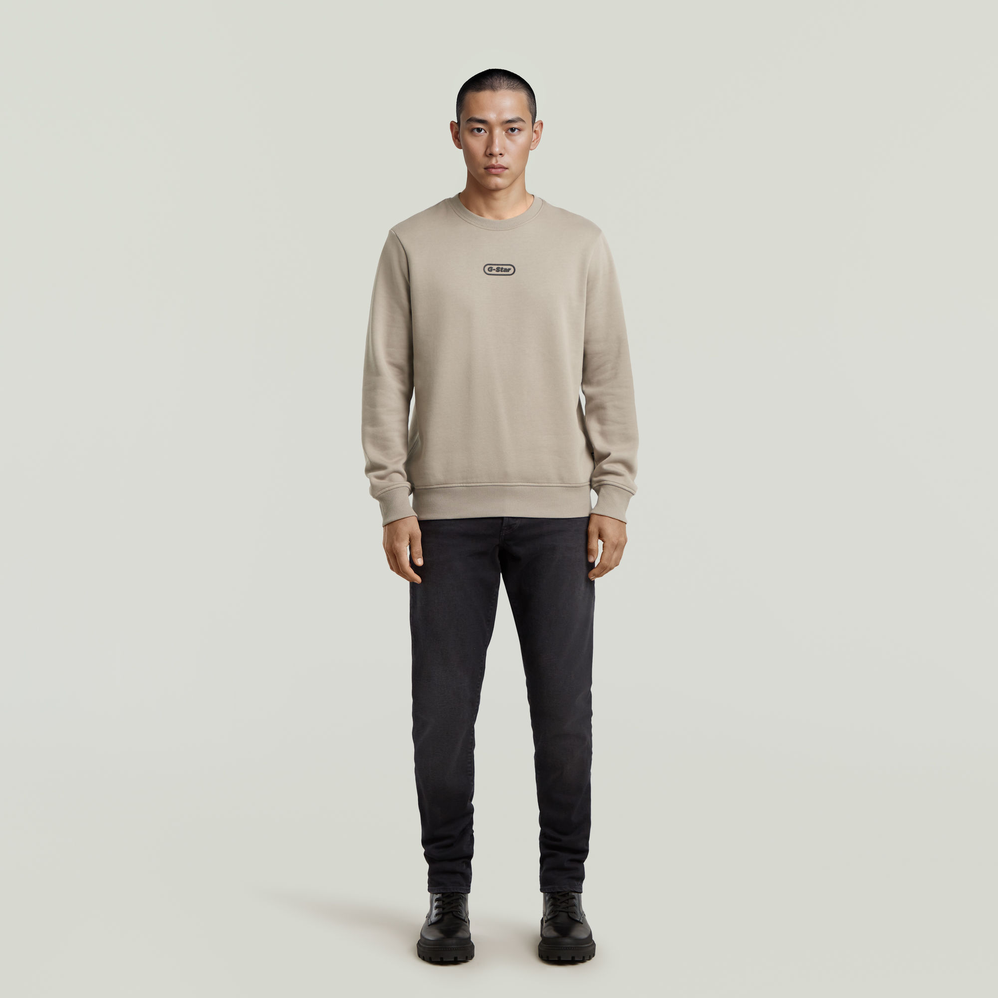Thumbnail - Center Chest Logo Sweatshirt - Beige - Herren