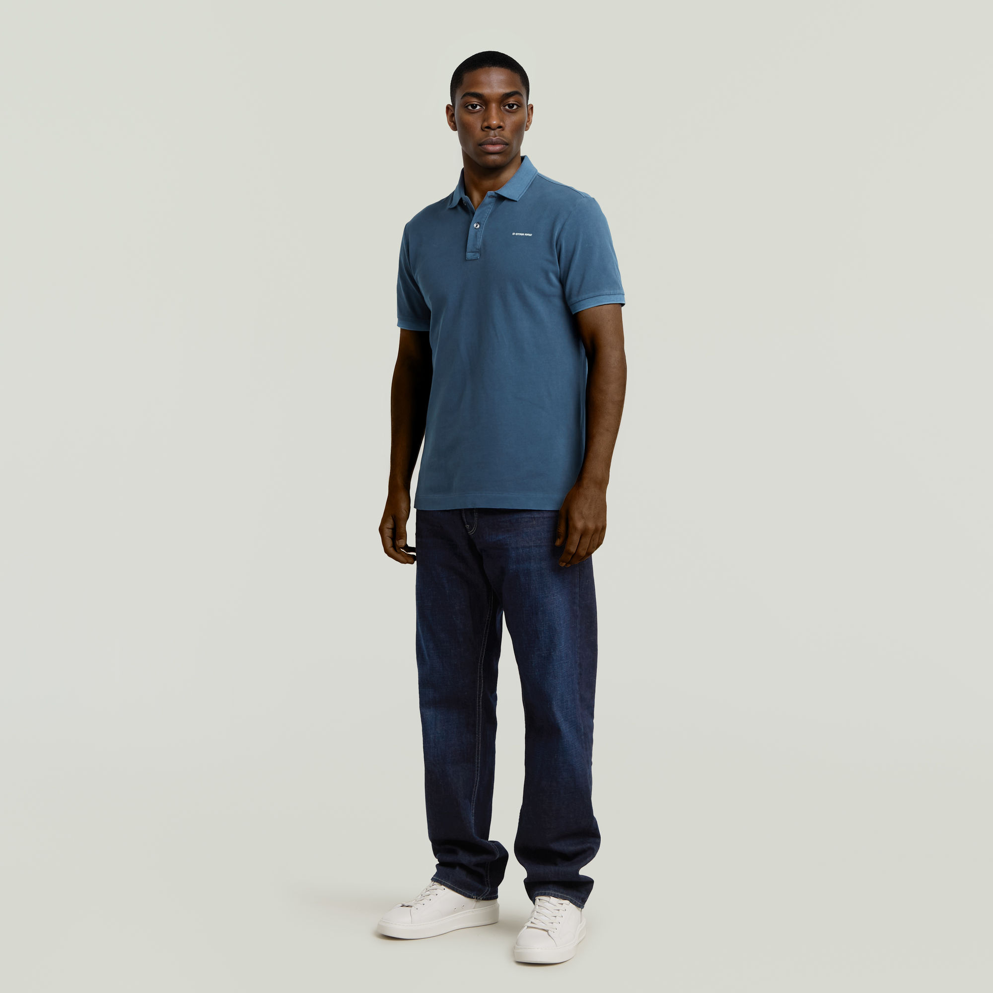 G-Star RAW Oluv Slim Polo Midden blauw Heren
