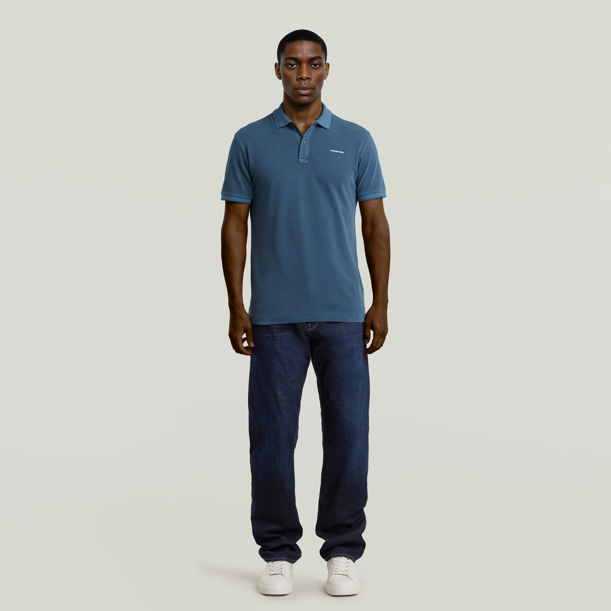 G-Star RAW Oluv Slim Polo Midden blauw Heren