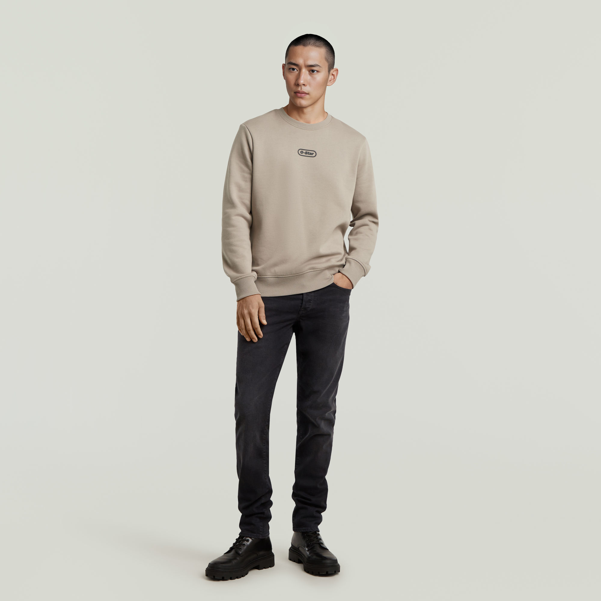 G-Star RAW Center Chest Logo Sweater Beige Heren