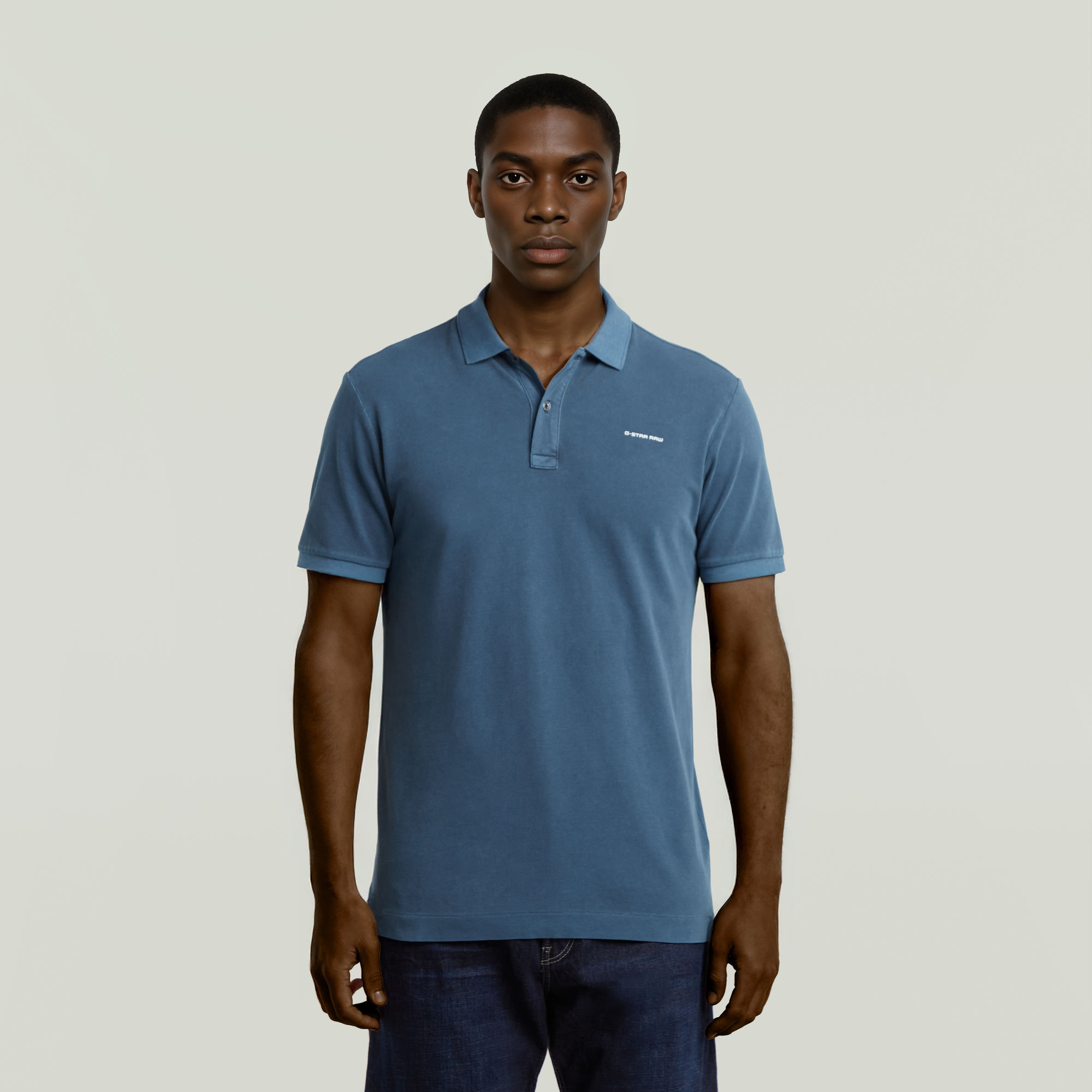 G-Star RAW Oluv Slim Polo Midden blauw Heren