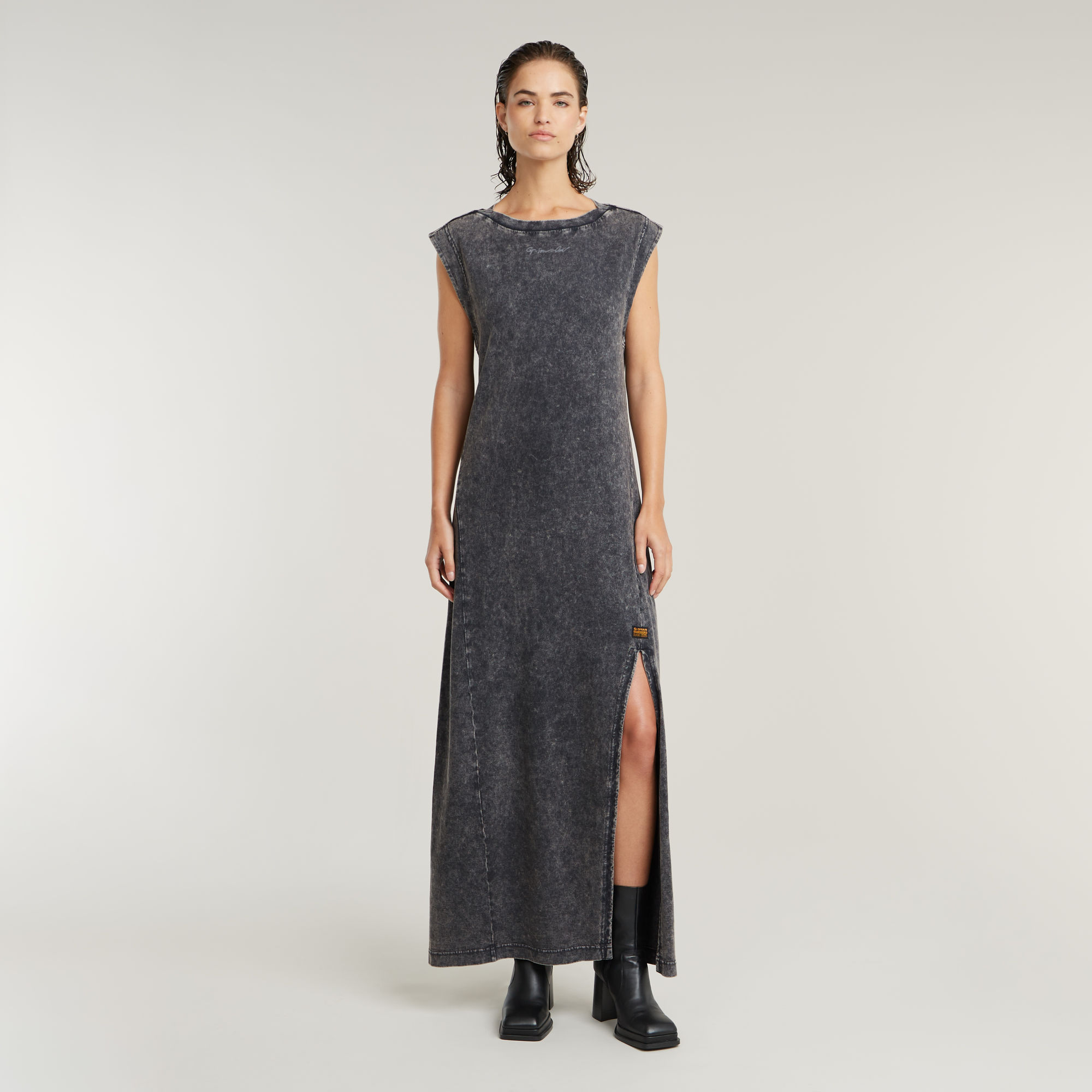 Thumbnail - Overdyed Maxi Tank Kleid - Grau - Damen