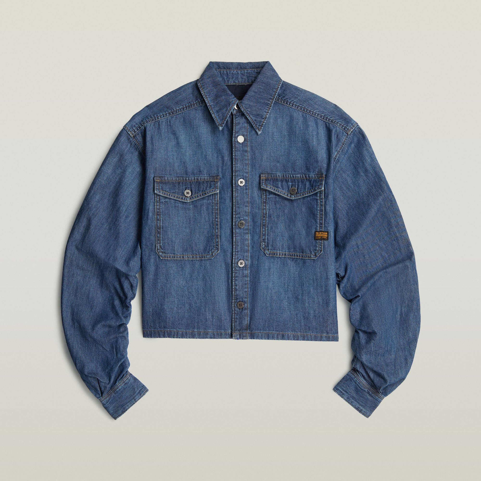 Thumbnail - Lässiges Staq Shirt - Mittelblau - Damen