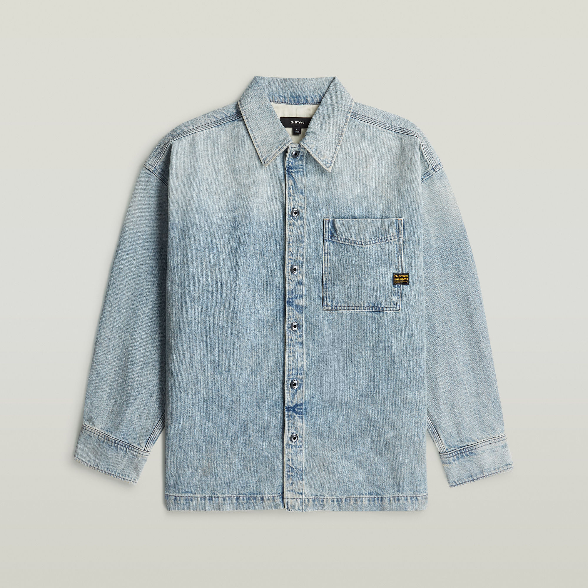 Thumbnail - Boxy Fit Overshirt - Hellblau - Herren