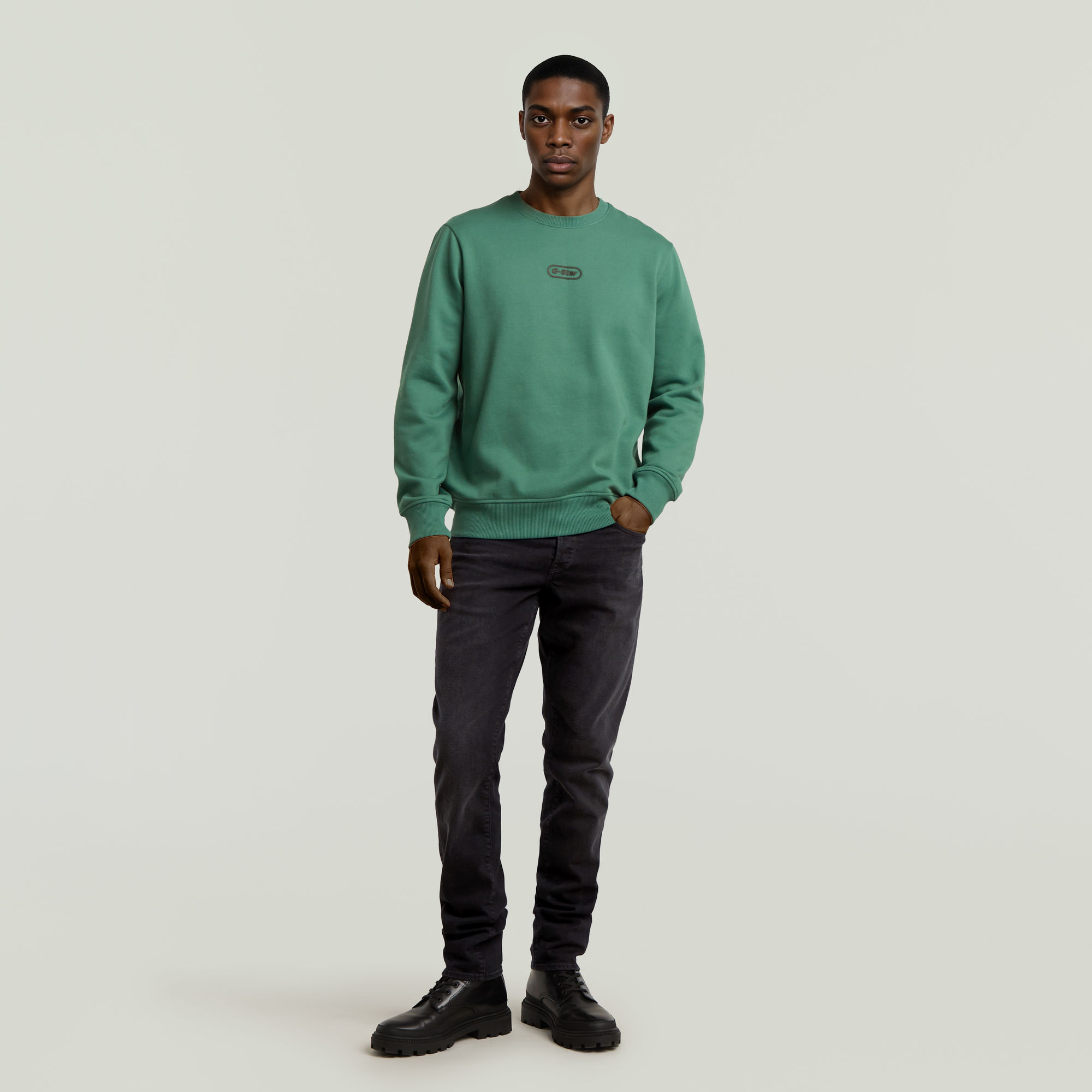 G-Star RAW Center Chest Logo Sweater Groen Heren
