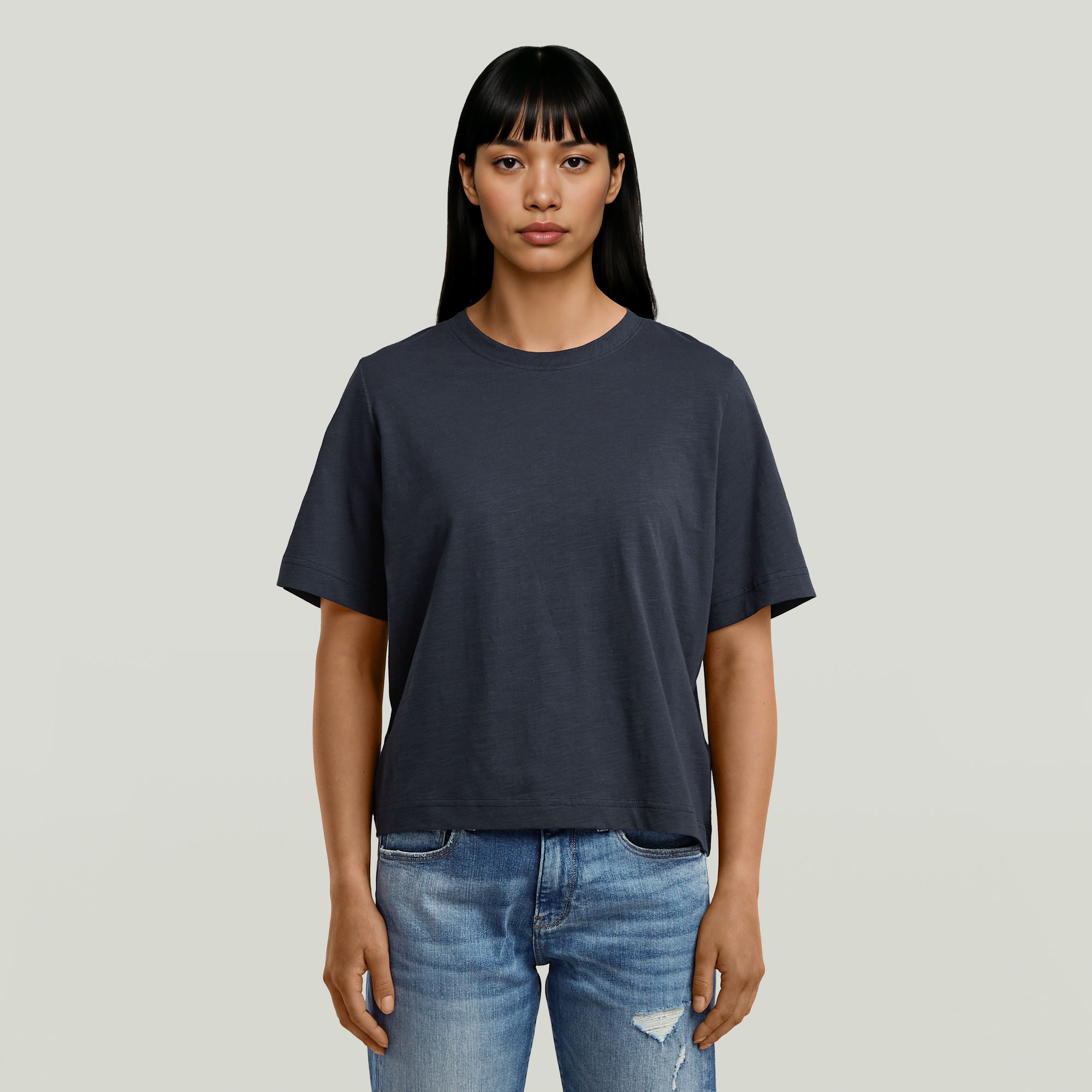 

Boxy T-Shirt - Dark blue - Women