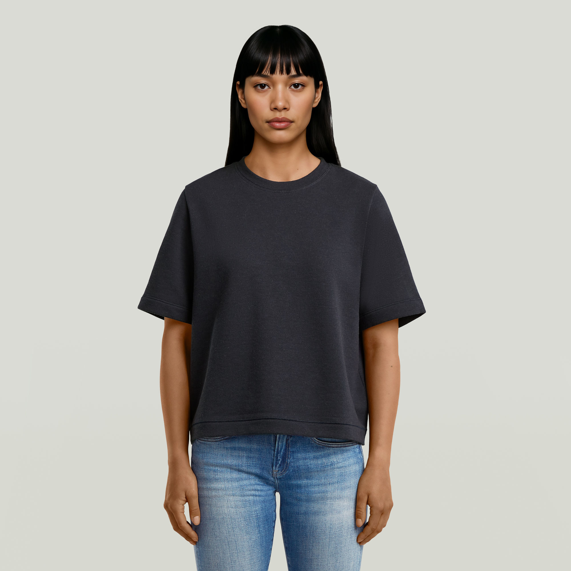 

Boxy T-Shirt Sweater - Dark blue - Women