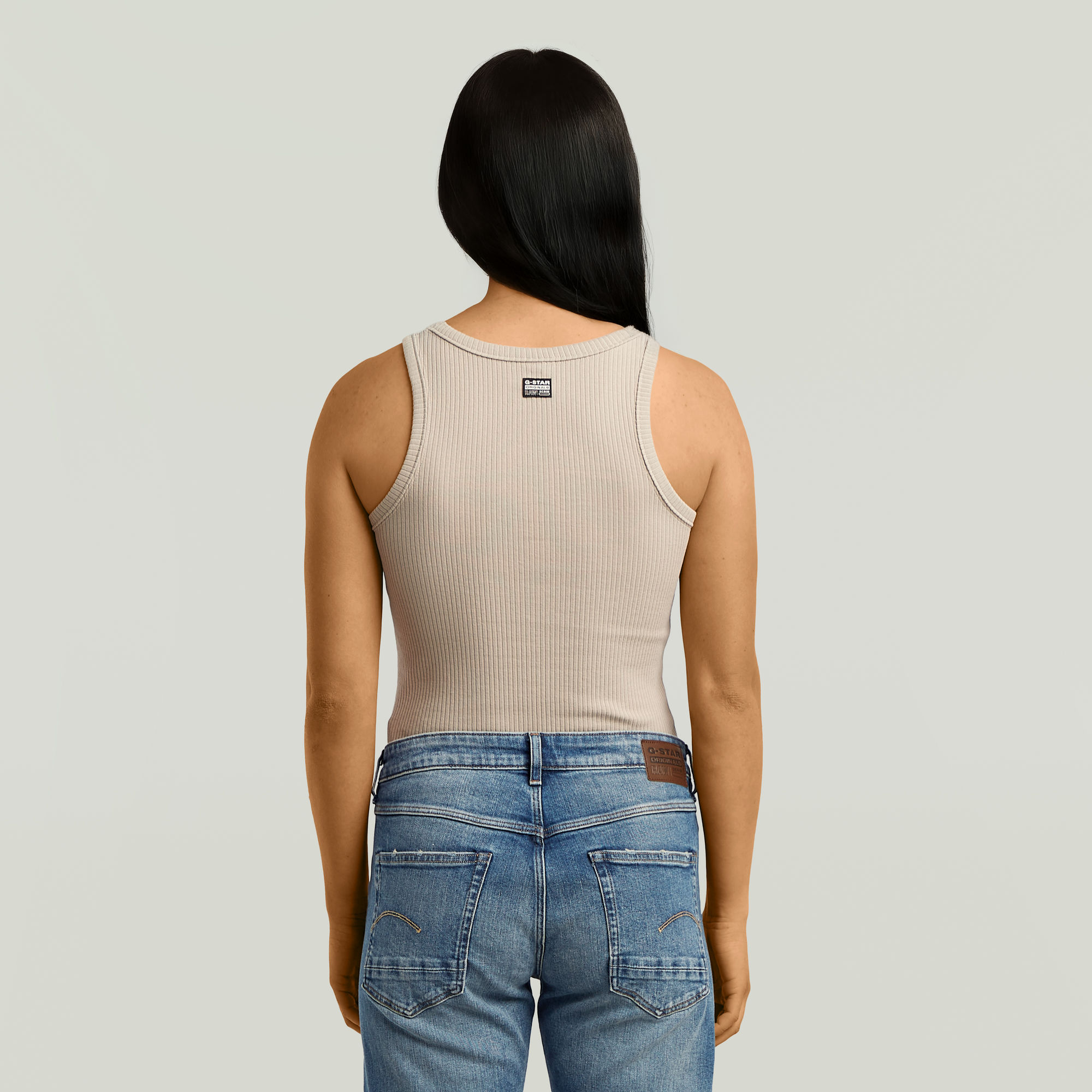 G-Star RAW Ribbed Tanktop Beige Dames