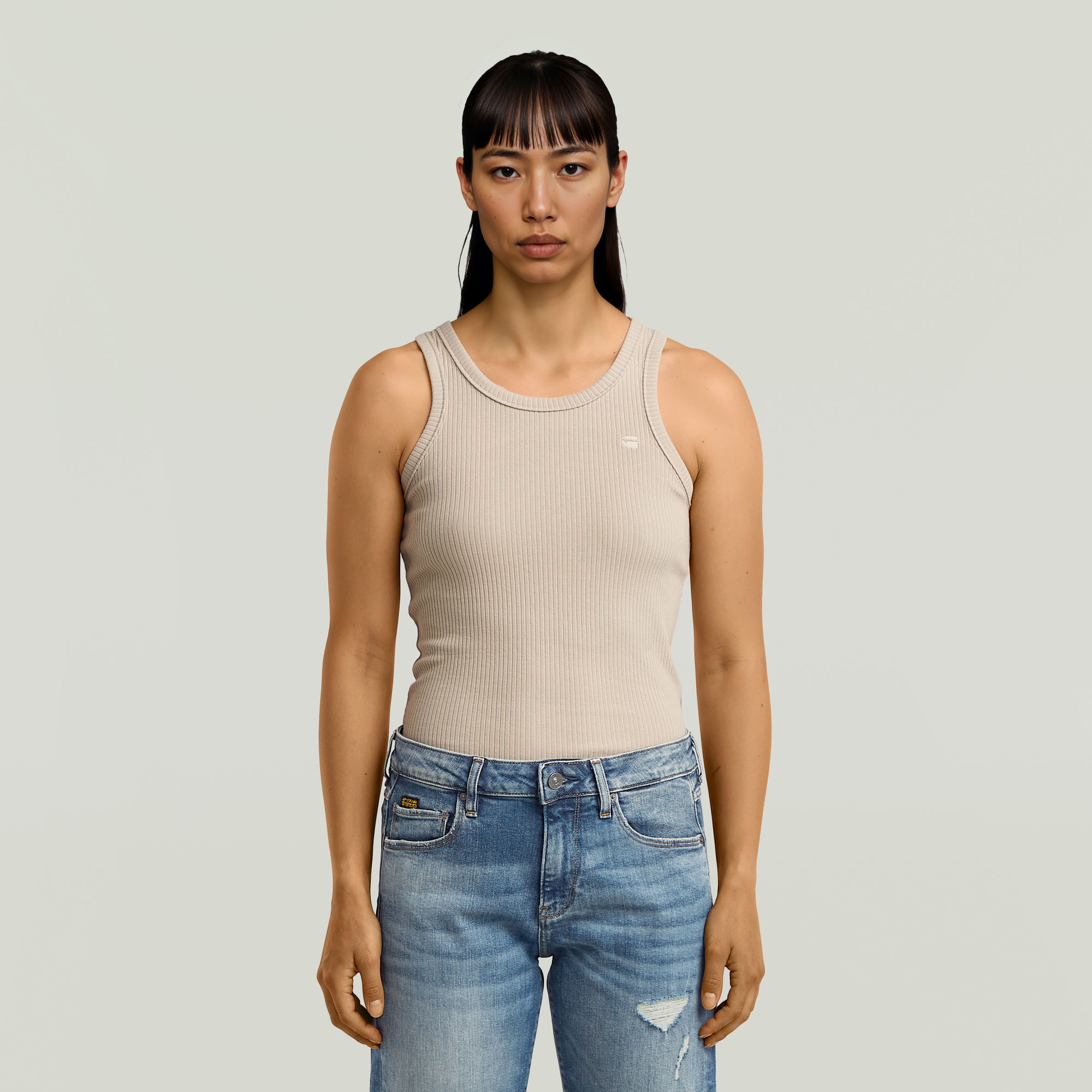 G-Star RAW Ribbed Tanktop Beige Dames