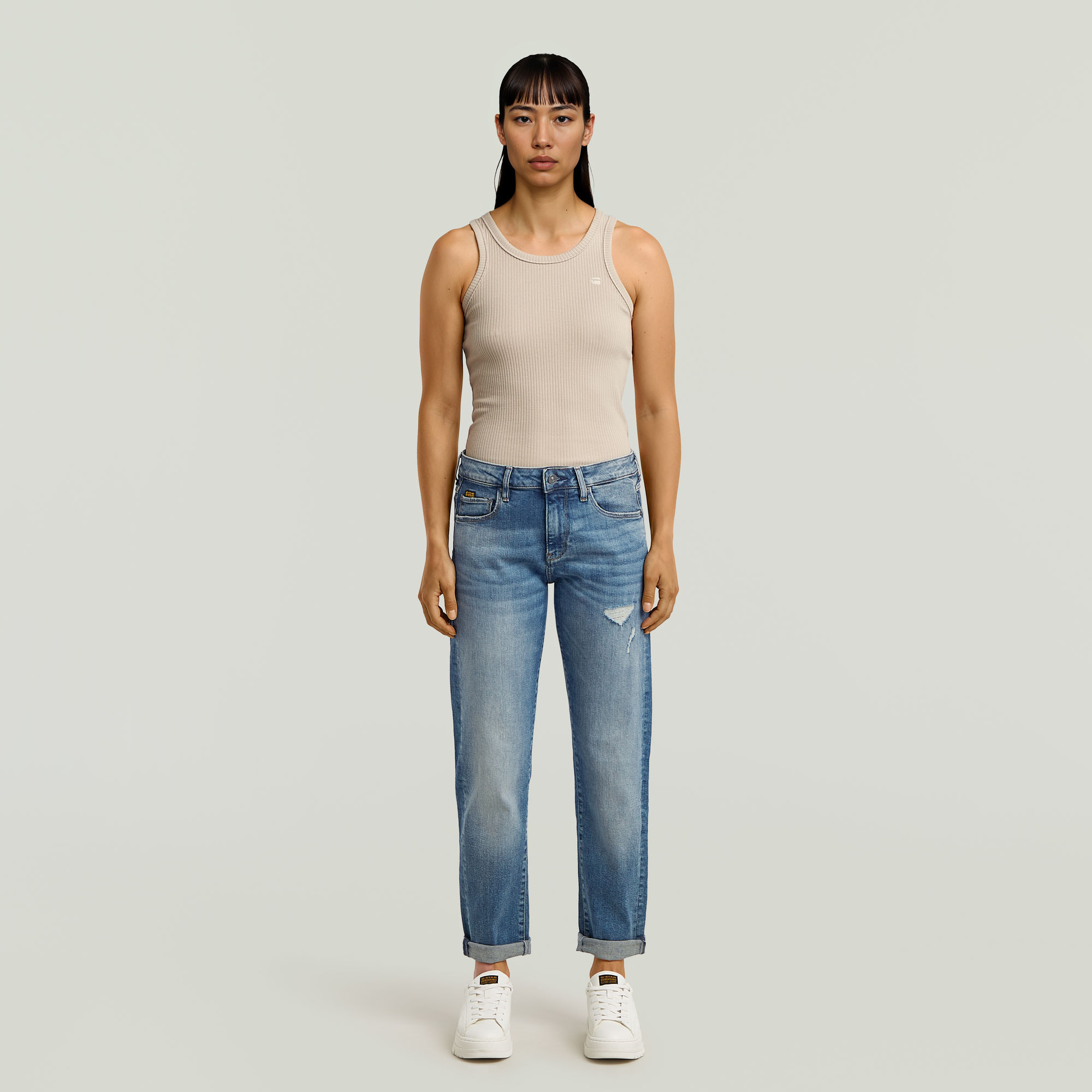 G-Star RAW Ribbed Tanktop Beige Dames