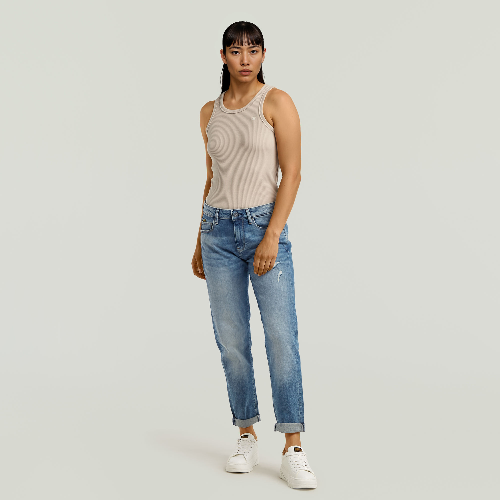 G-Star RAW Ribbed Tanktop Beige Dames