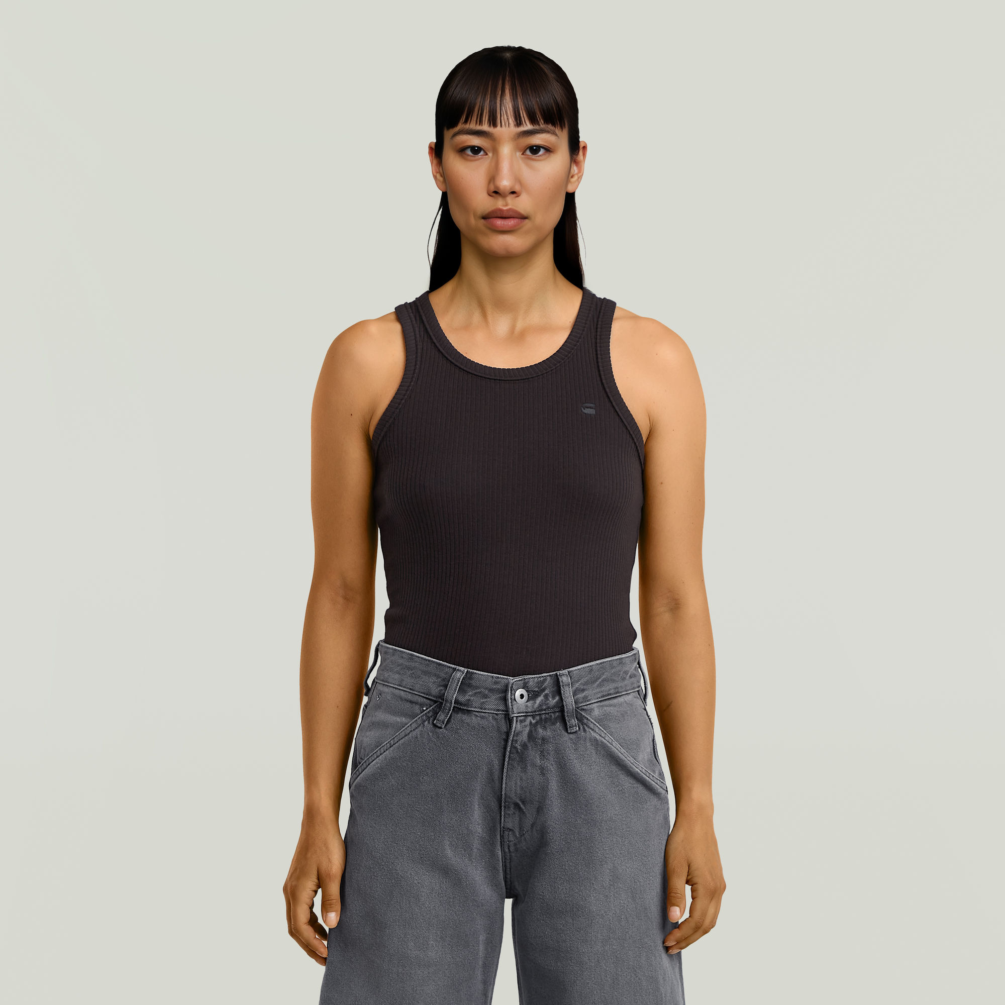 G-Star RAW Ribbed Tanktop Zwart Dames