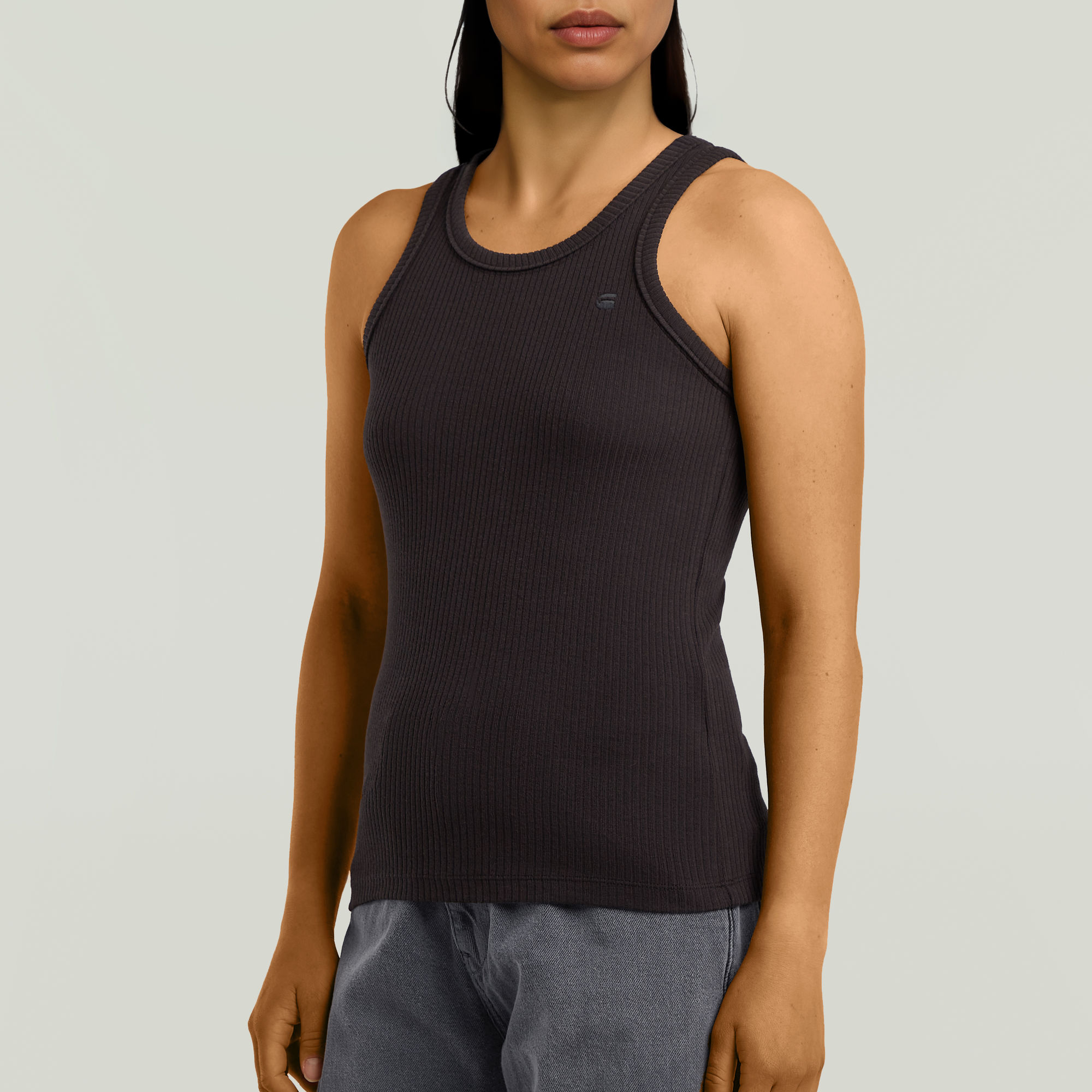 G-Star RAW Ribbed Tanktop Zwart Dames
