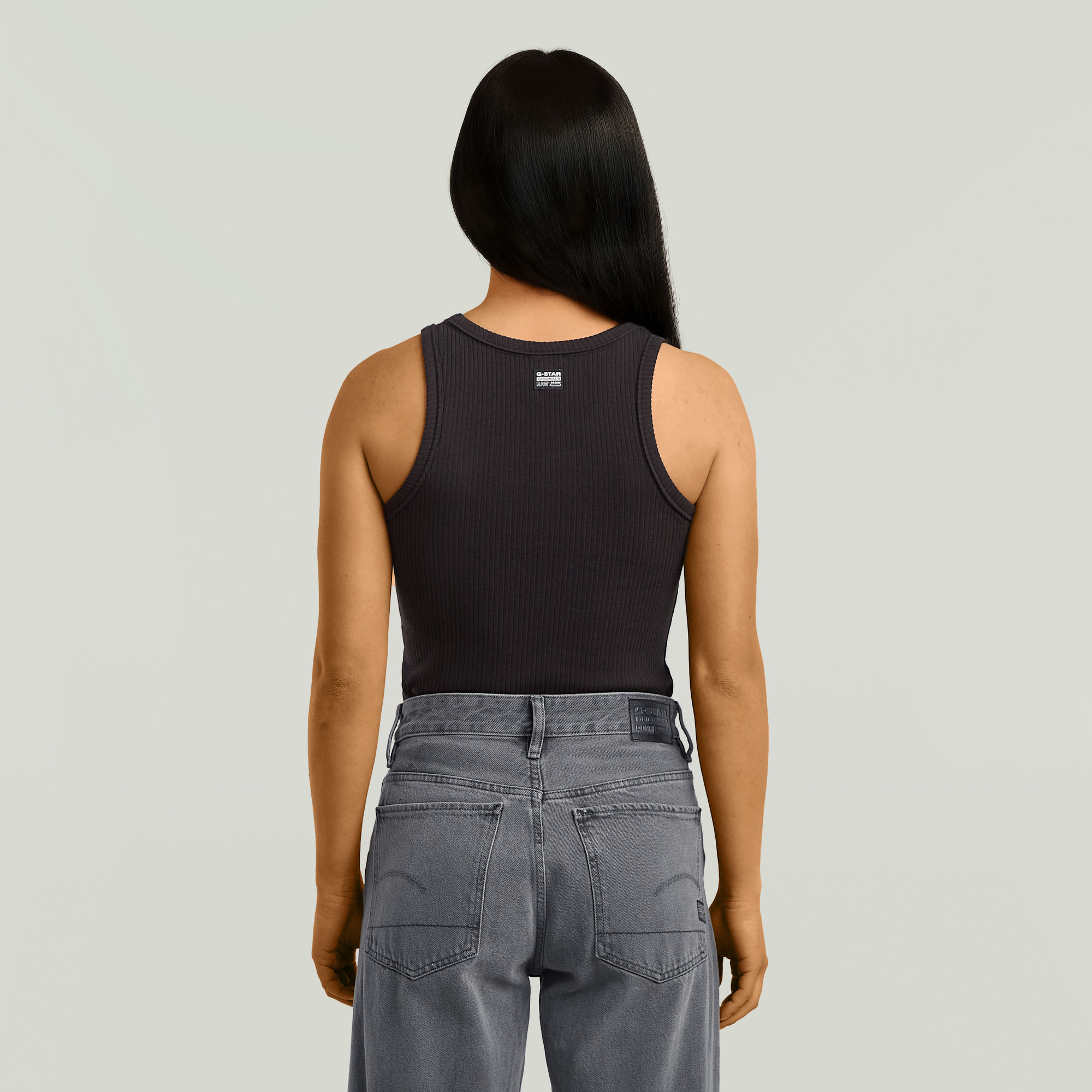 G-Star RAW Ribbed Tanktop Zwart Dames
