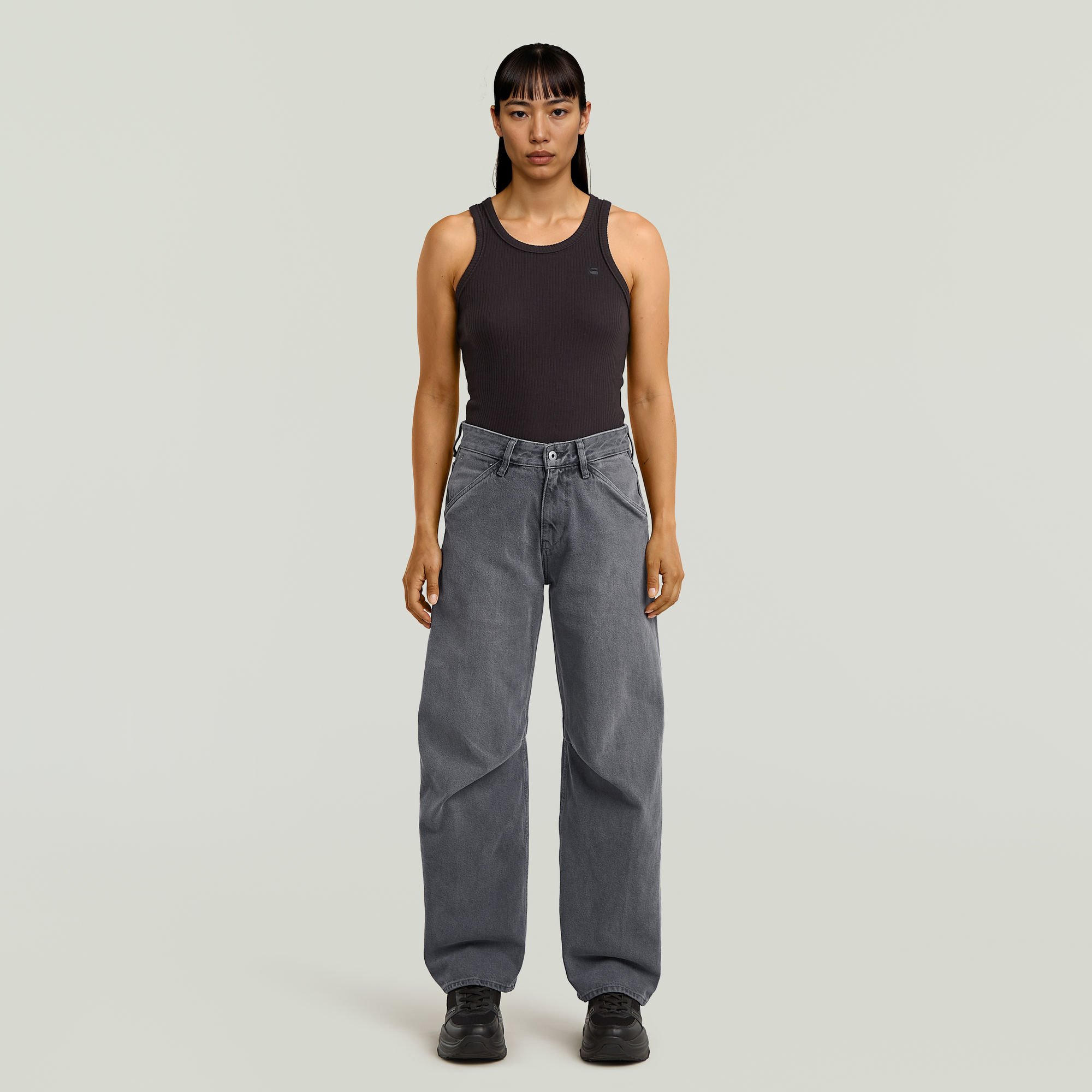 Thumbnail - Ribbed Tanktop - Schwarz - Damen