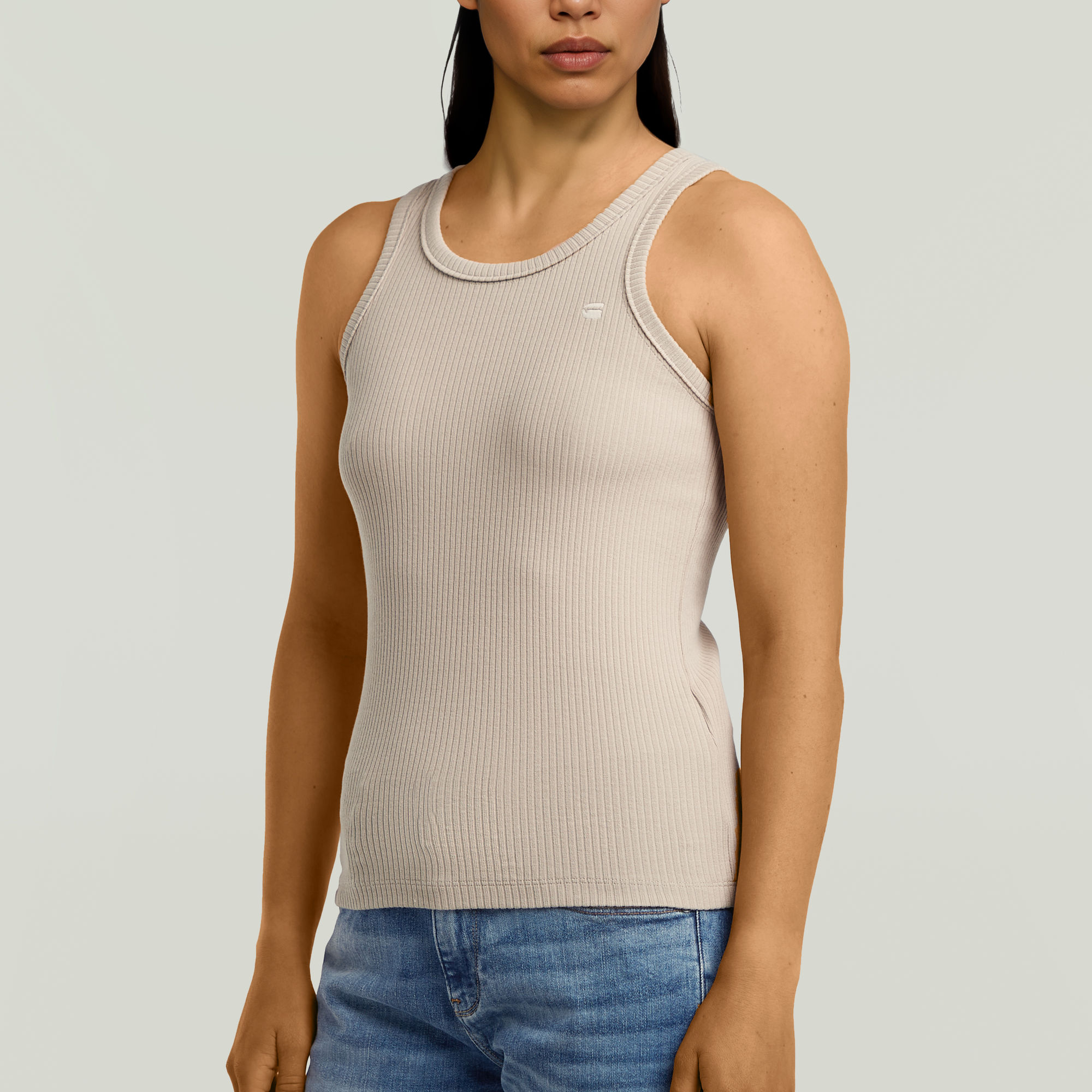 G-Star RAW Ribbed Tanktop Beige Dames