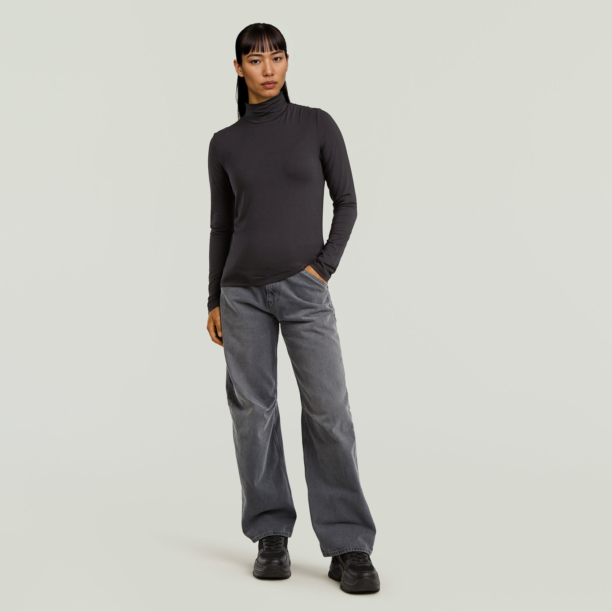 G-Star RAW Regular Mock T-shirt Zwart Dames