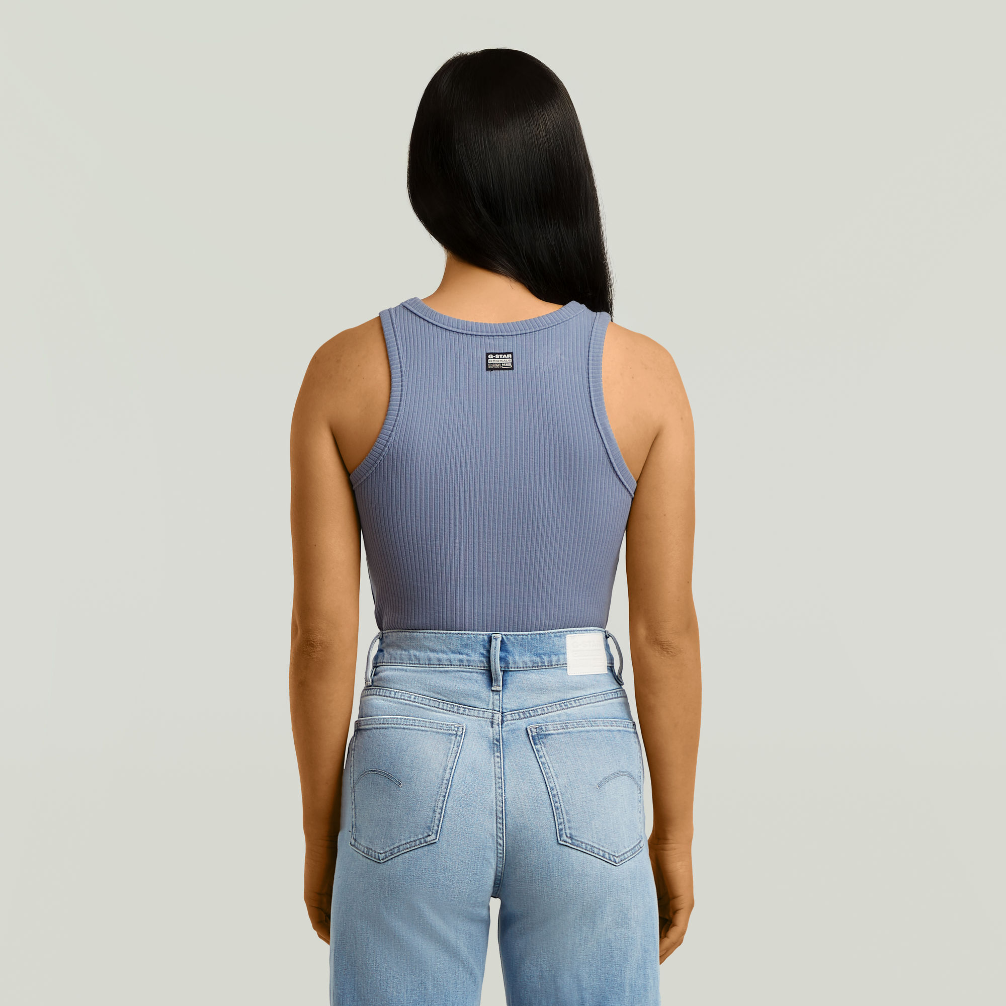 G-Star RAW Ribbed Tanktop Lichtblauw Dames