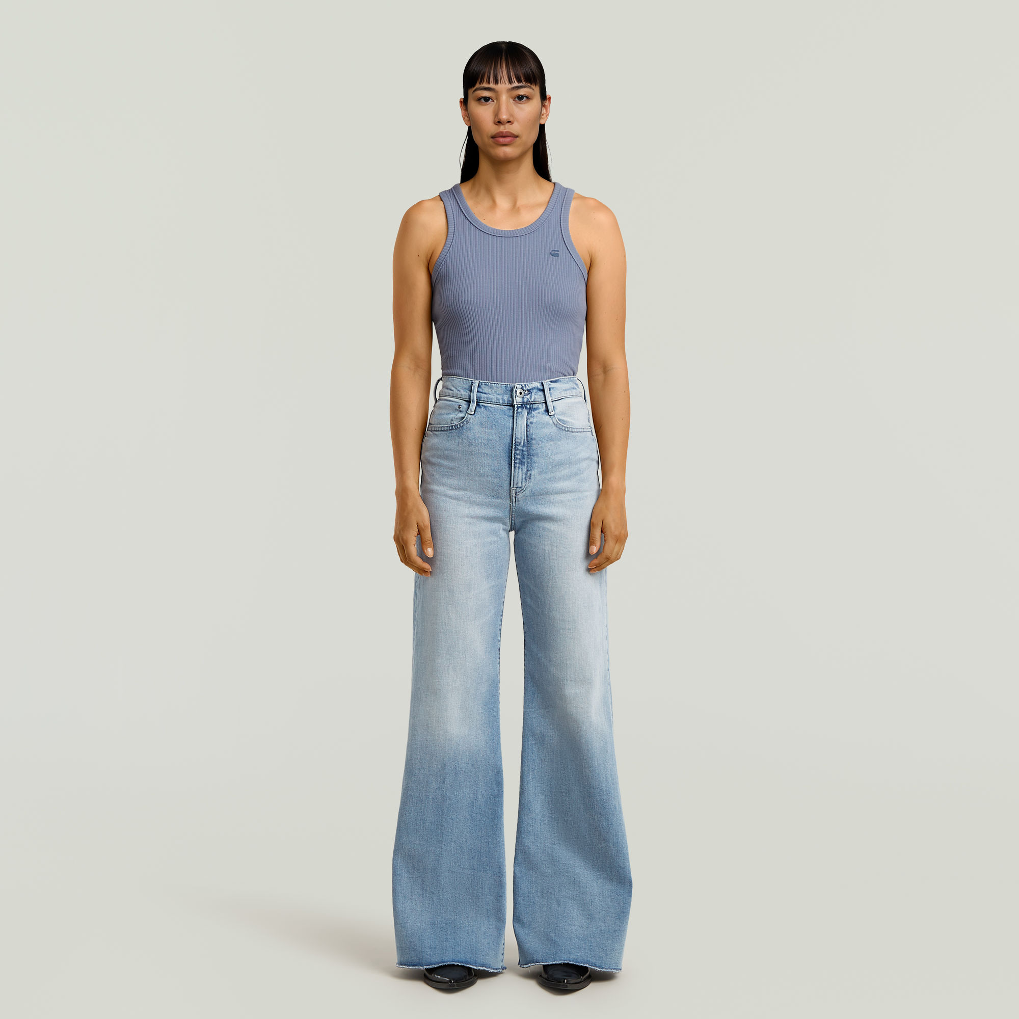 G-Star RAW Ribbed Tanktop Lichtblauw Dames