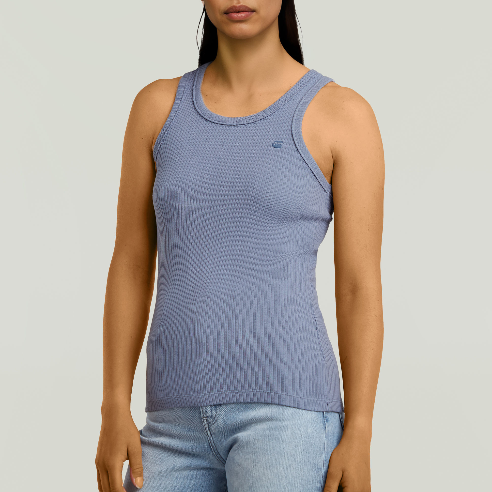 G-Star RAW Ribbed Tanktop Lichtblauw Dames