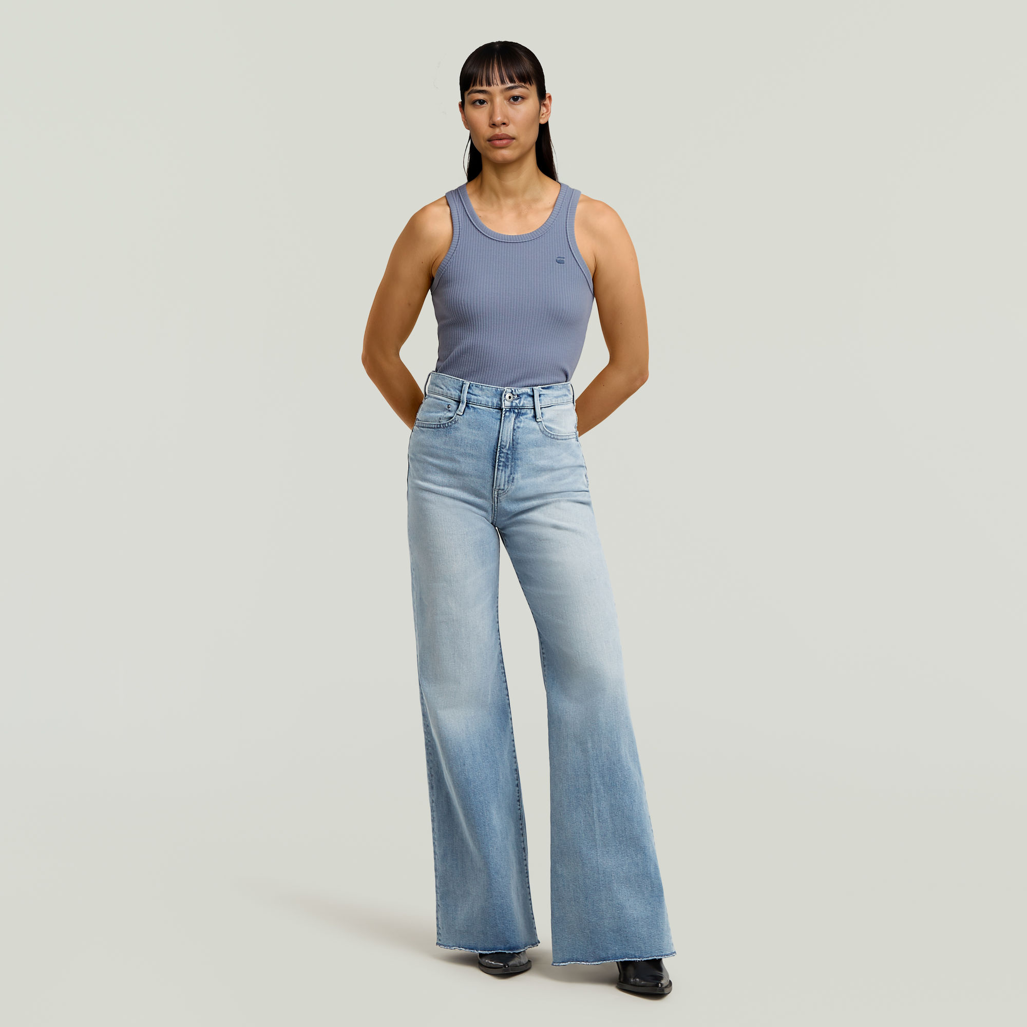 G-Star RAW Ribbed Tanktop Lichtblauw Dames