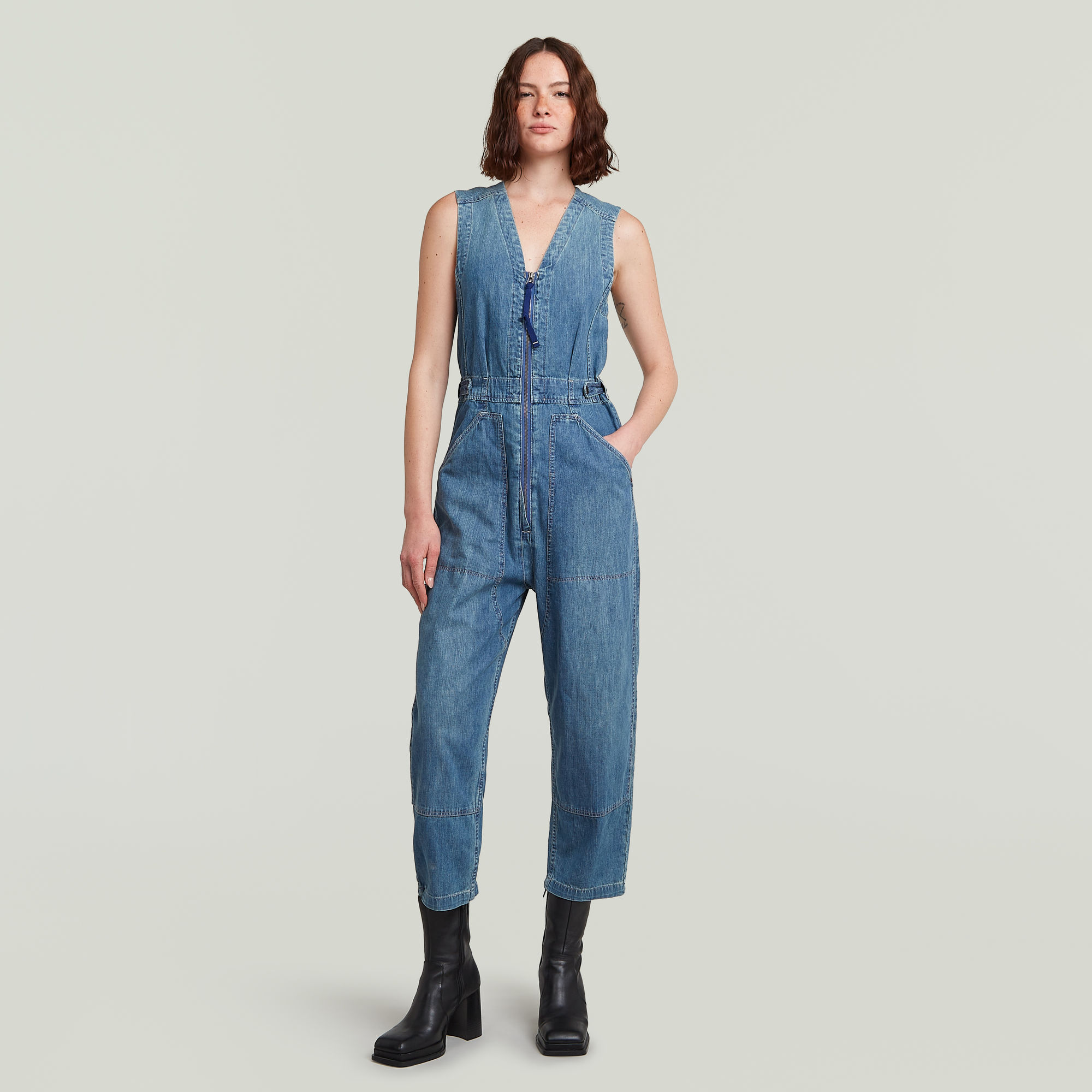 G-Star RAW Relaxed Jumpsuit Midden blauw Dames