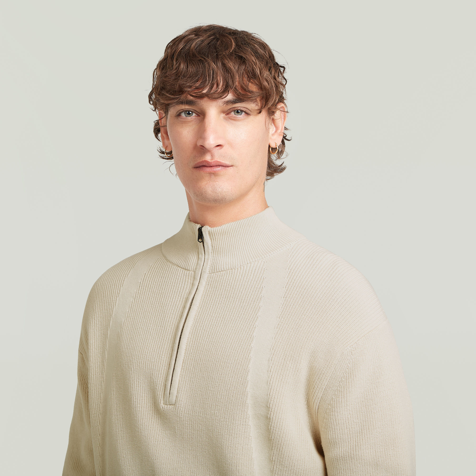 G-Star RAW Structure Half Zip Gebreide Trui Wit Heren