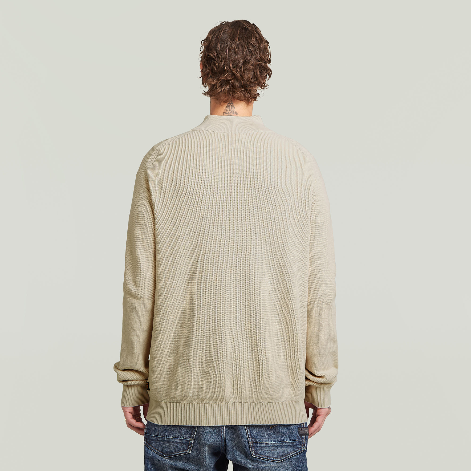 G-Star RAW Structure Half Zip Gebreide Trui Wit Heren