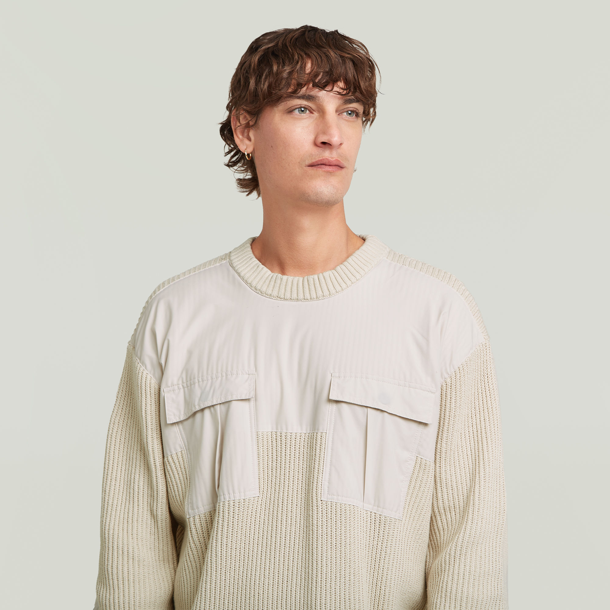 G-Star RAW Woven Mix Gebreide Trui Wit Heren
