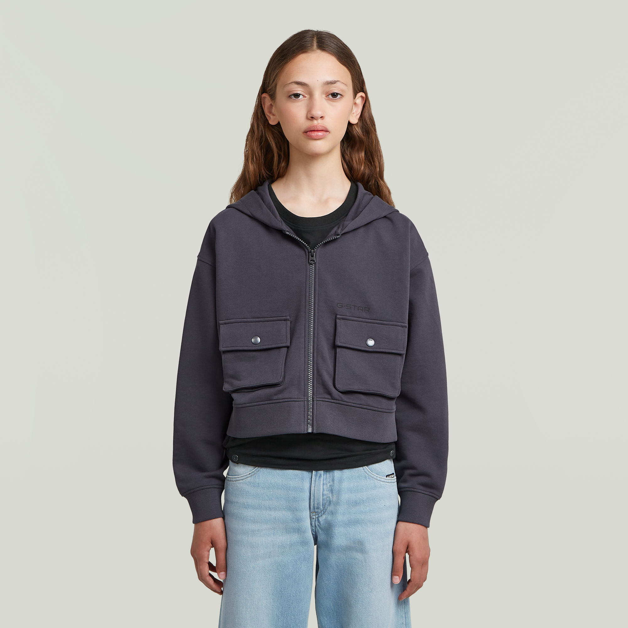 G-Star RAW Utility Zipp Cropped Vest Meisjes Grijs meisjes
