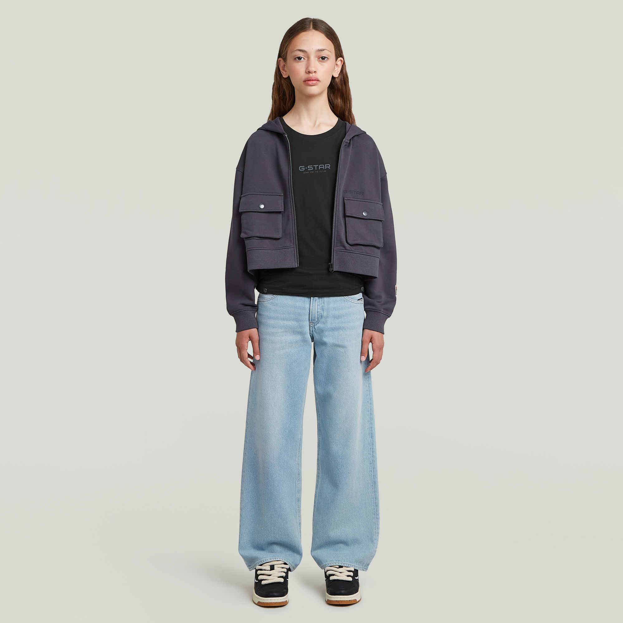 G-Star RAW Utility Zipp Cropped Vest Meisjes Grijs meisjes
