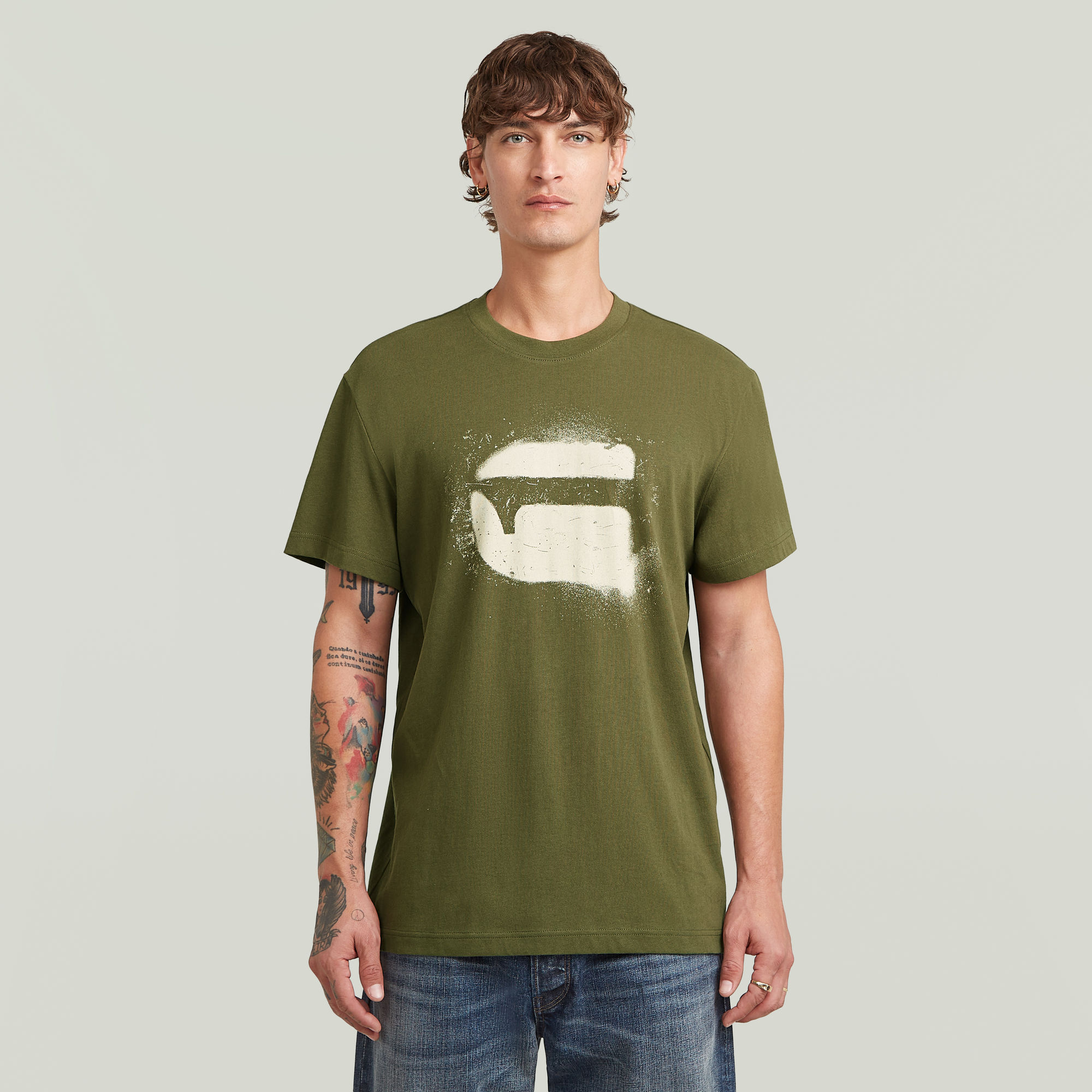G-Star RAW Spray G Logo T-shirt - Groen - Heren