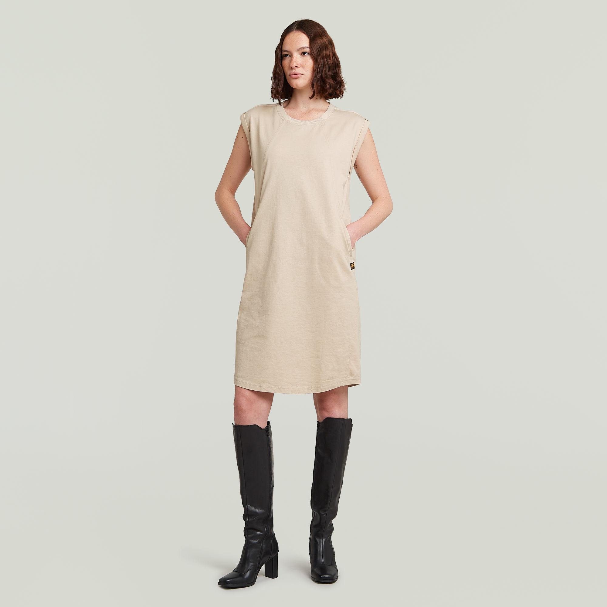 G-Star RAW Seam Detail Loose Jurk Beige Dames