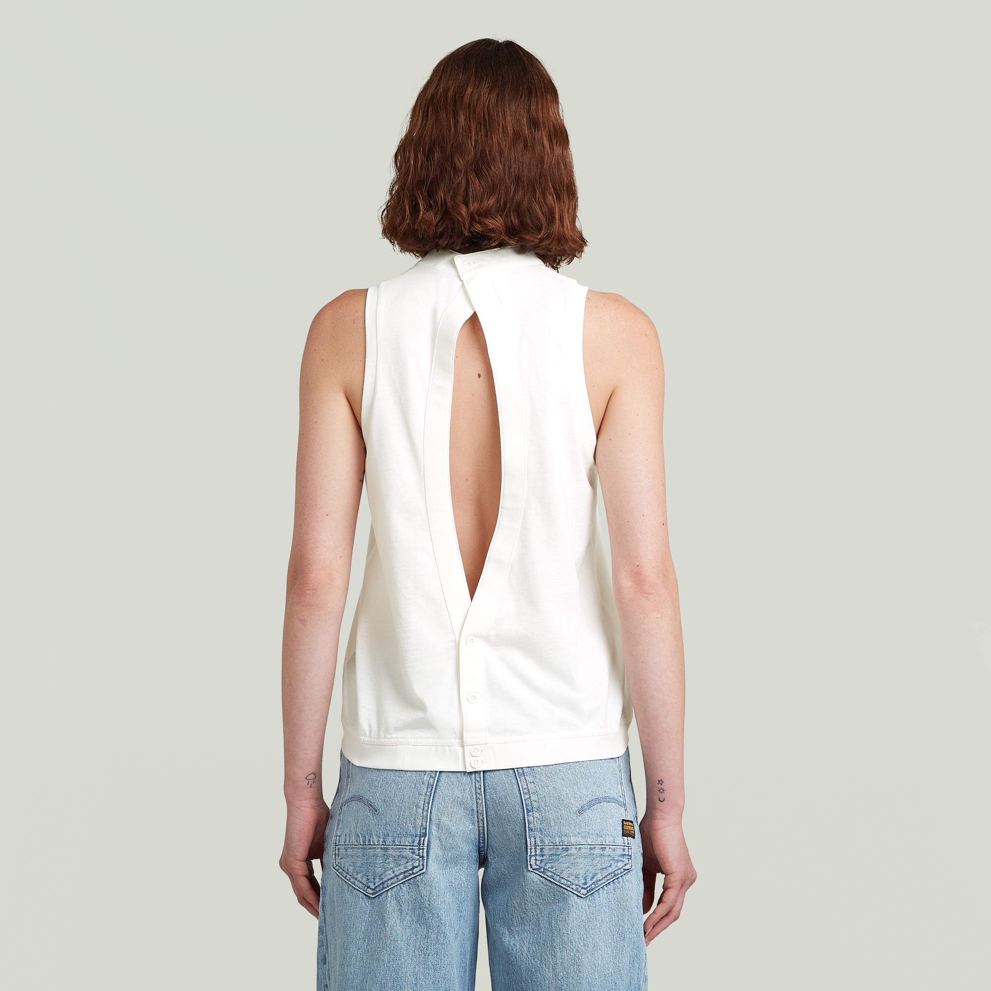 G-Star RAW Open Back Knit Tanktop Wit Dames