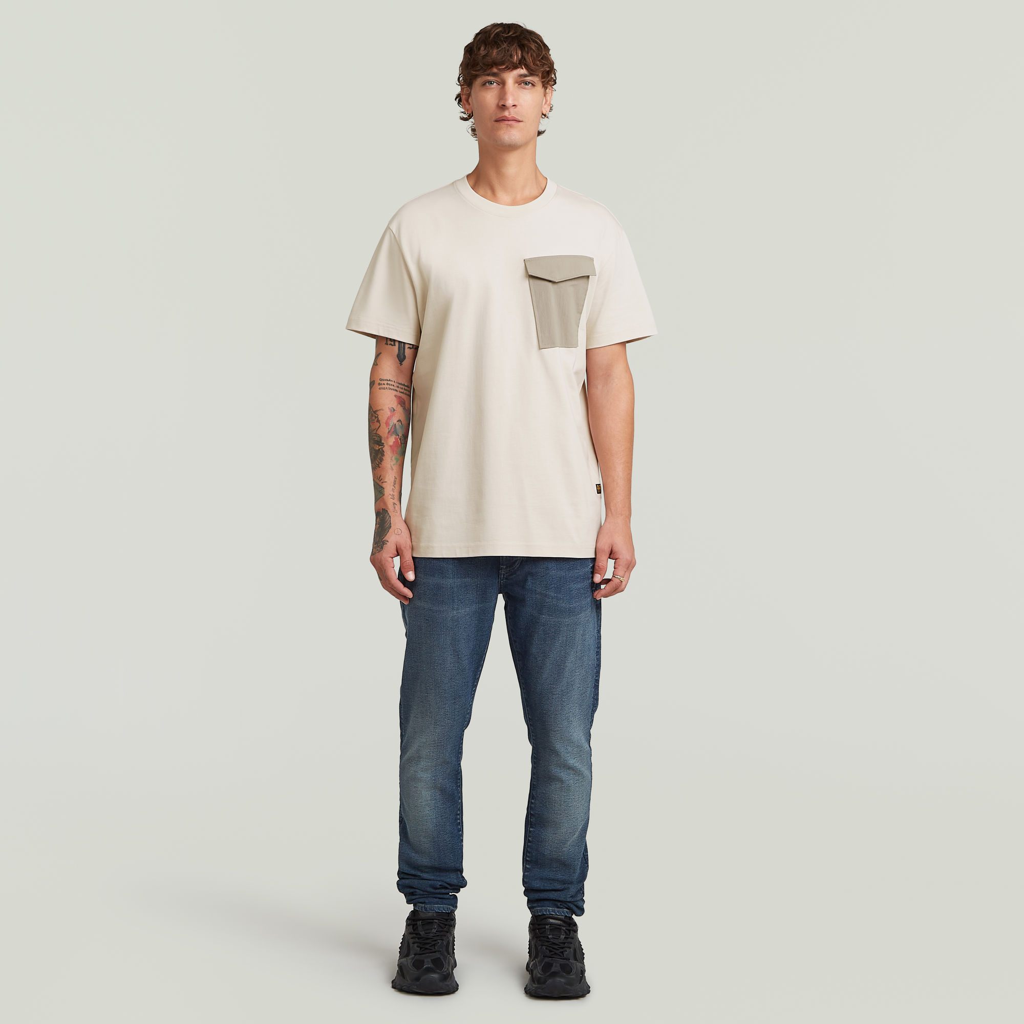 G-Star RAW Fabric Mix Pocket T-shirt Wit Heren