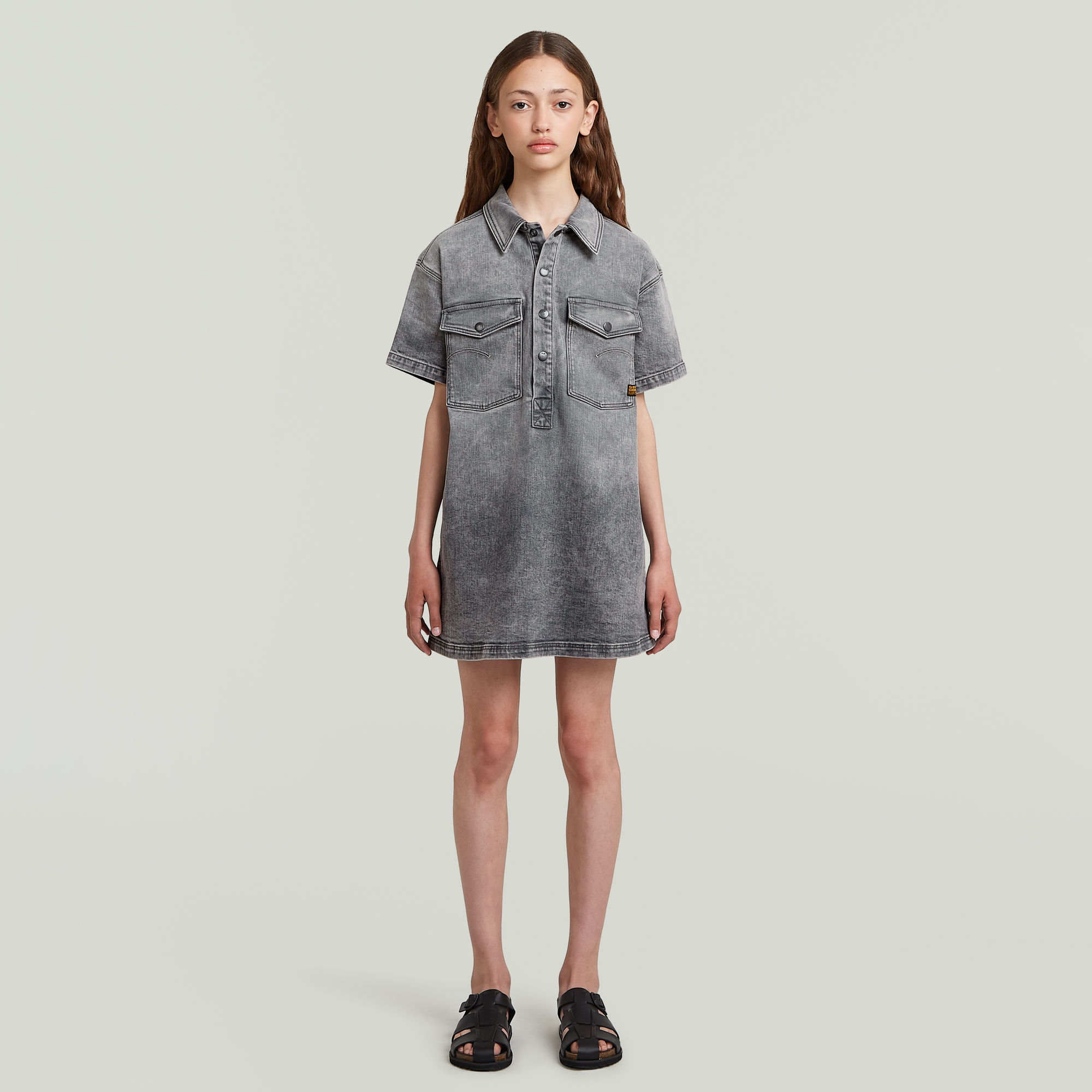 G-Star RAW Collar Denim Blousejurk Meisjes Grijs meisjes