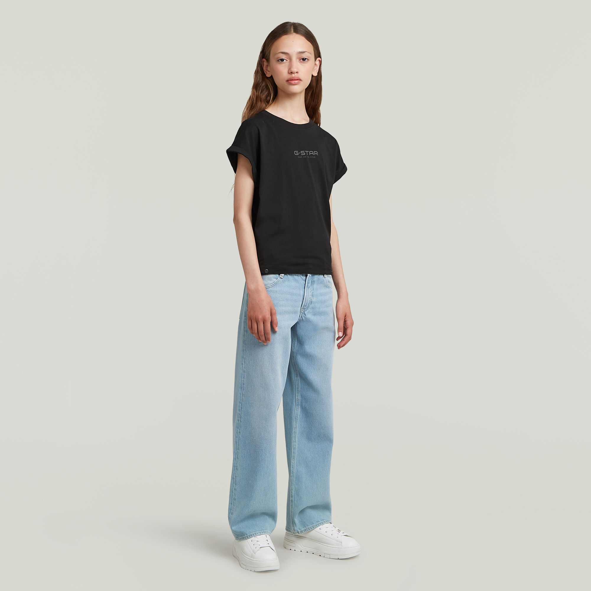 G-Star RAW Loose Crop T-shirt Meisjes Zwart meisjes