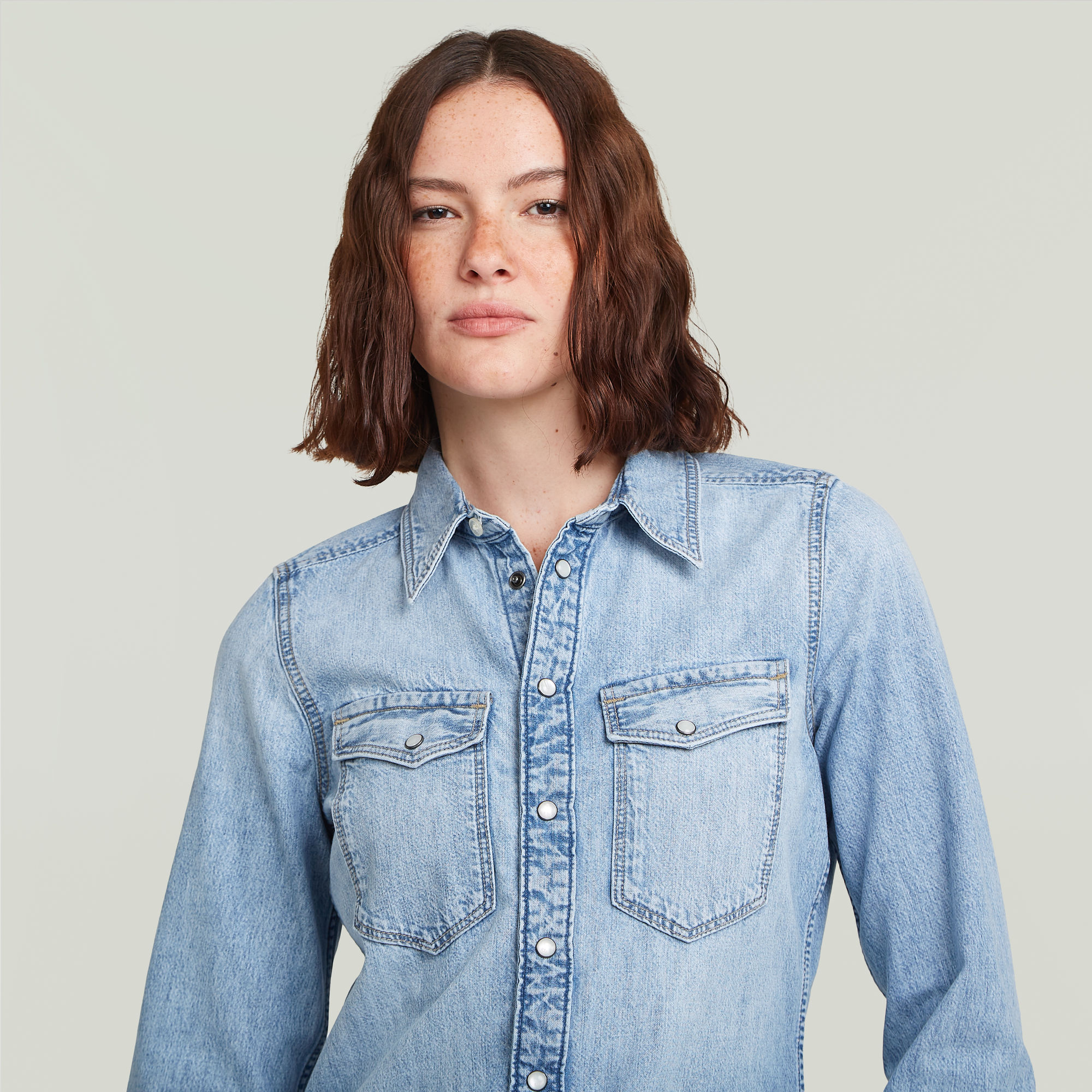 G-Star RAW Slim Western Overhemd Lichtblauw Dames