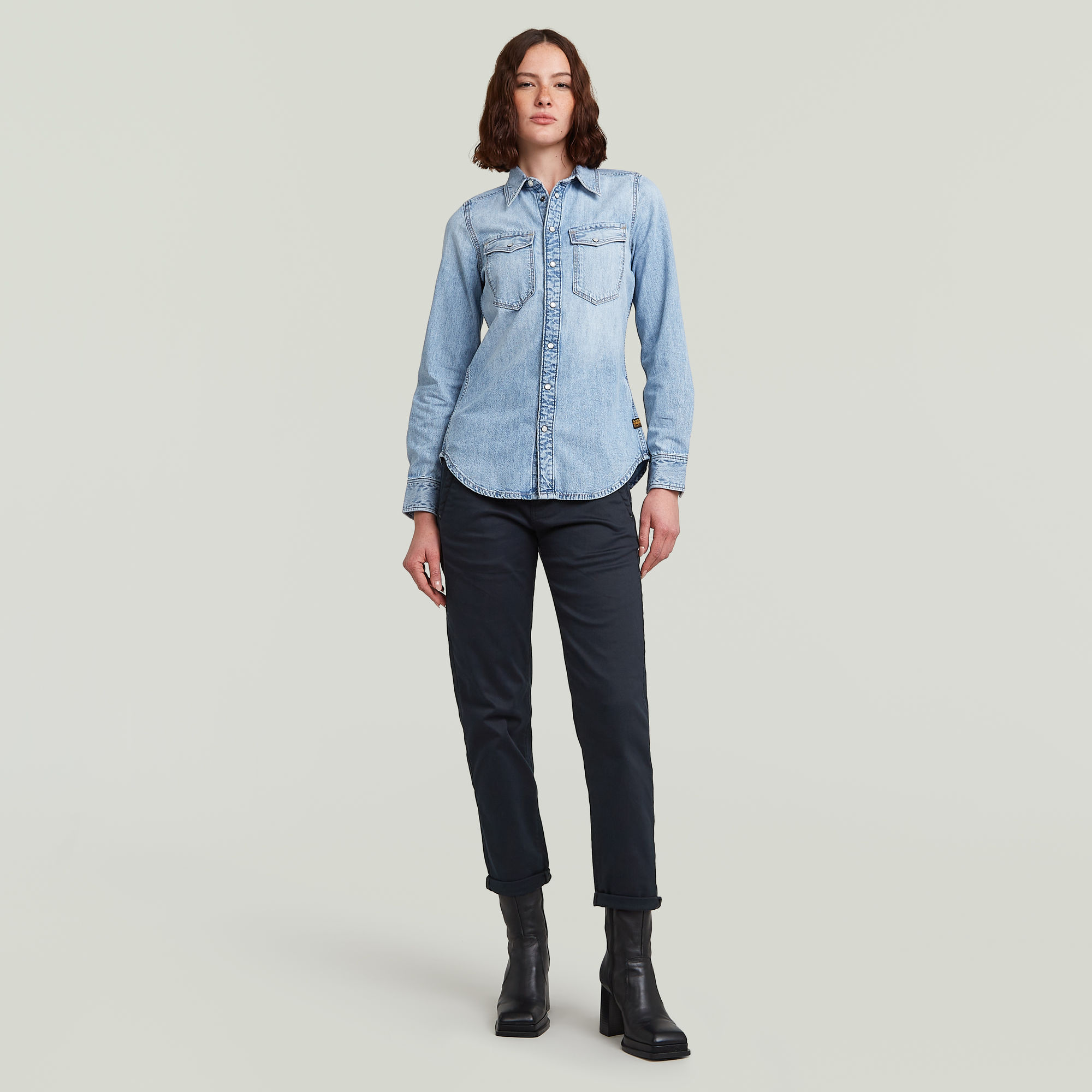 G-Star RAW Slim Western Overhemd Lichtblauw Dames
