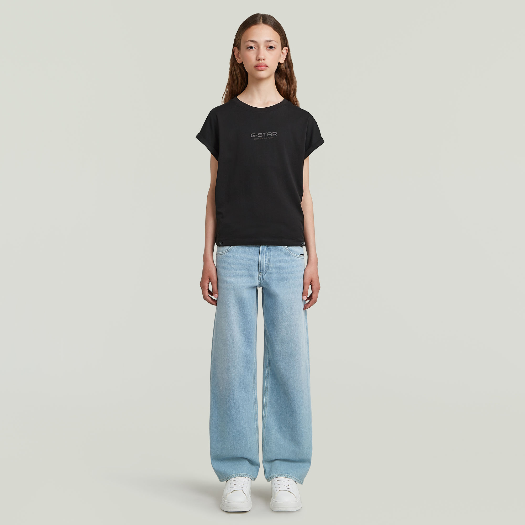 G-Star RAW Loose Crop T-shirt Meisjes Zwart meisjes