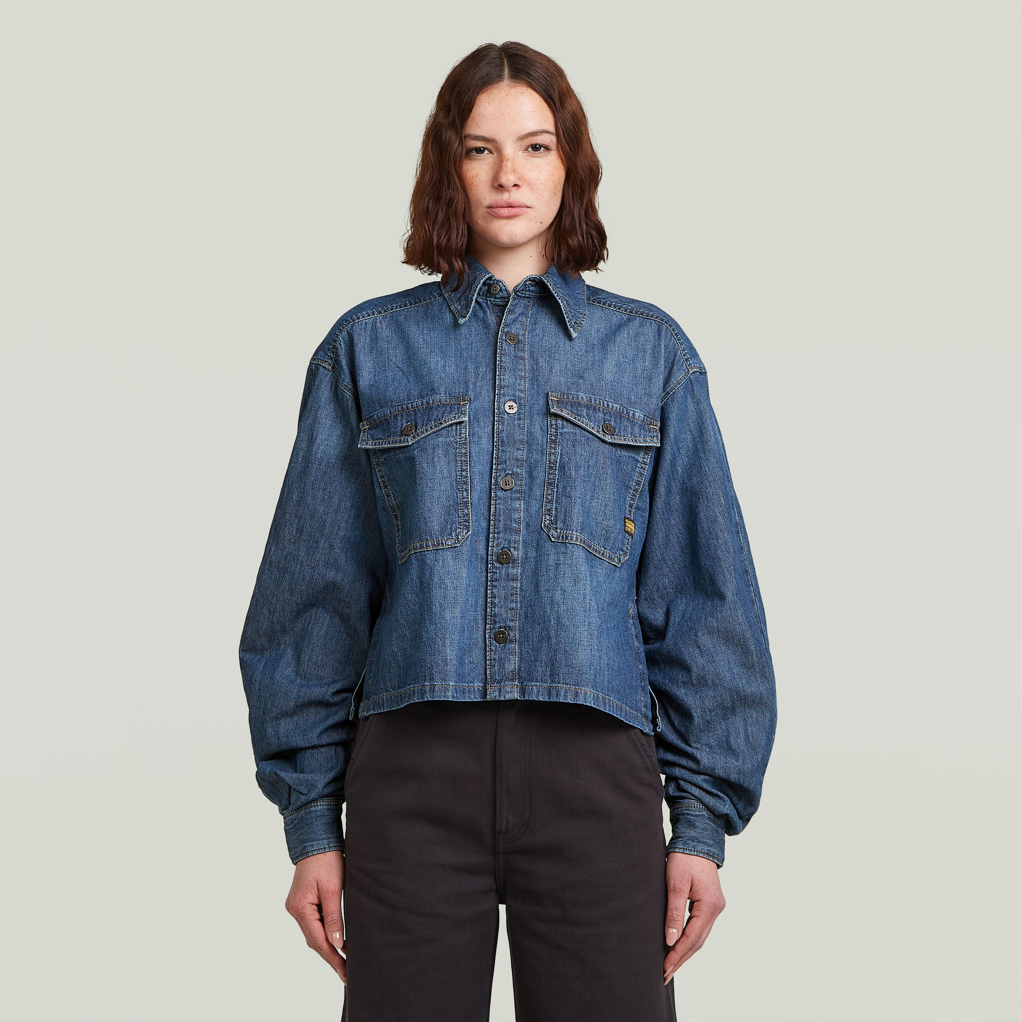 Lässiges Staq Shirt - Mittelblau - Damen