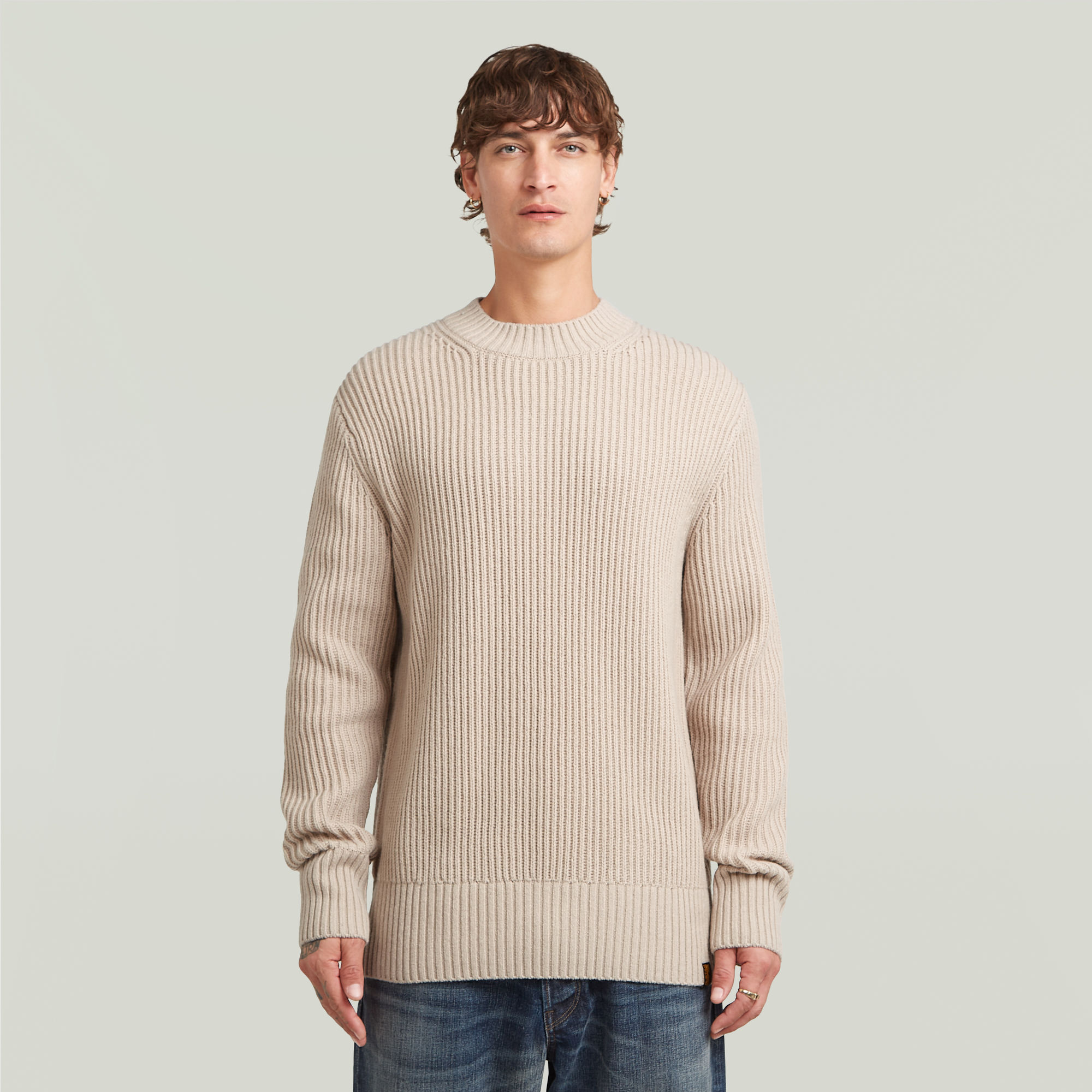 Essential Ribbed Knit - Beige - Herren