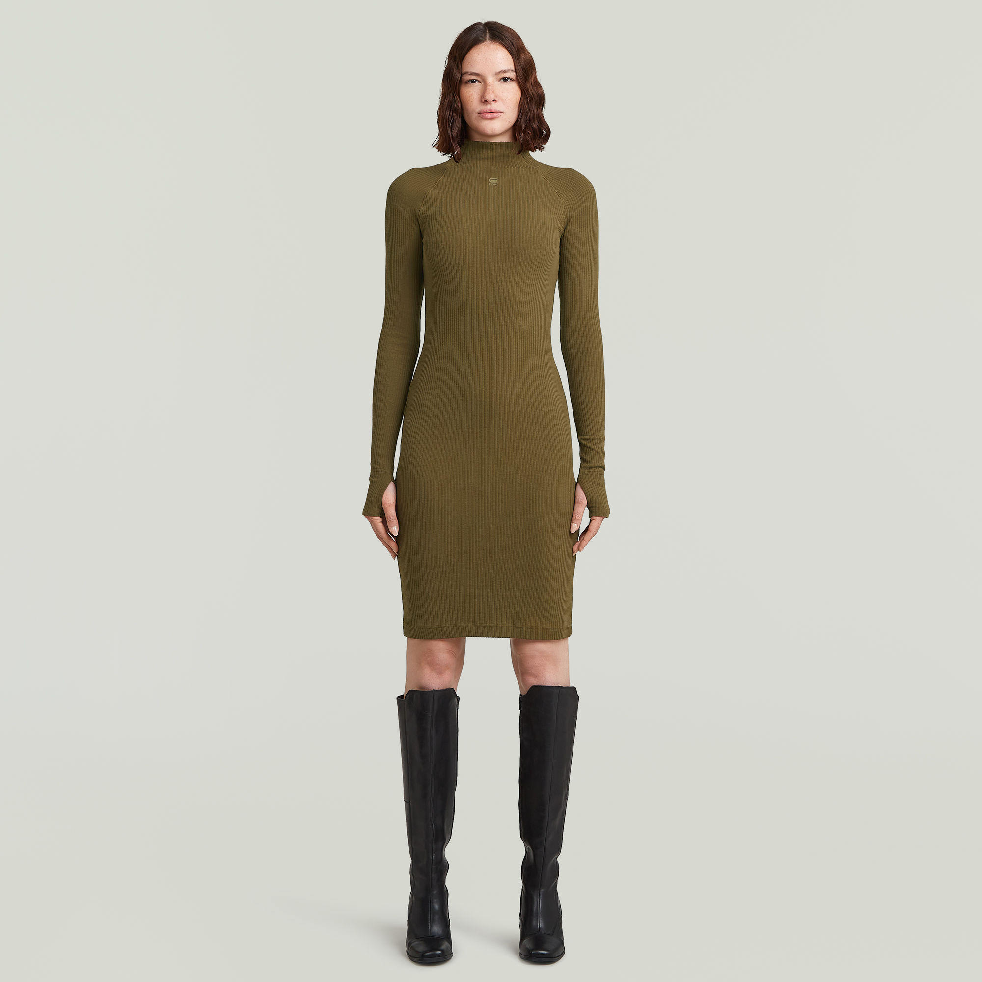 G-Star RAW Rib Slim Jurk Groen Dames