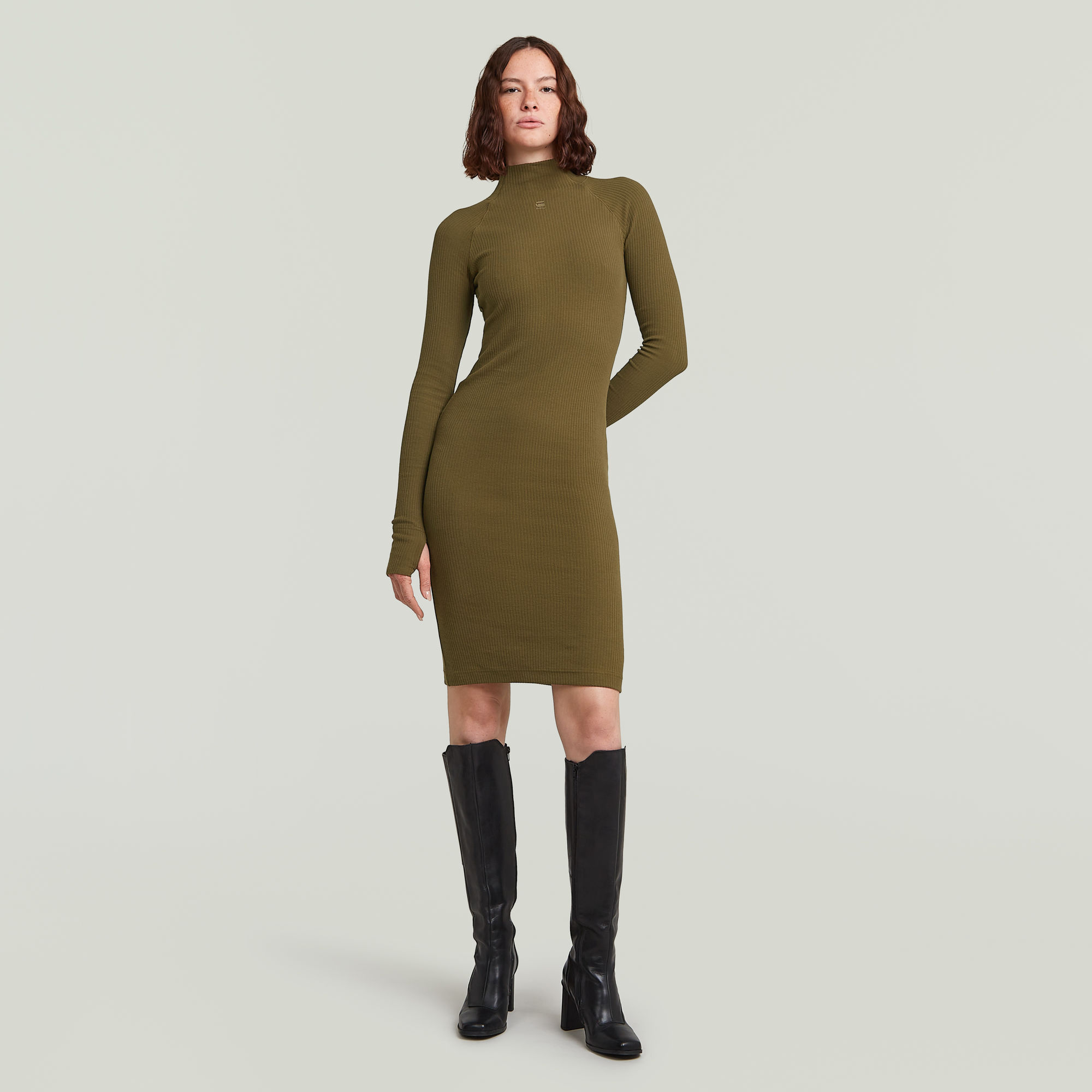 G-Star RAW Rib Slim Jurk Groen Dames