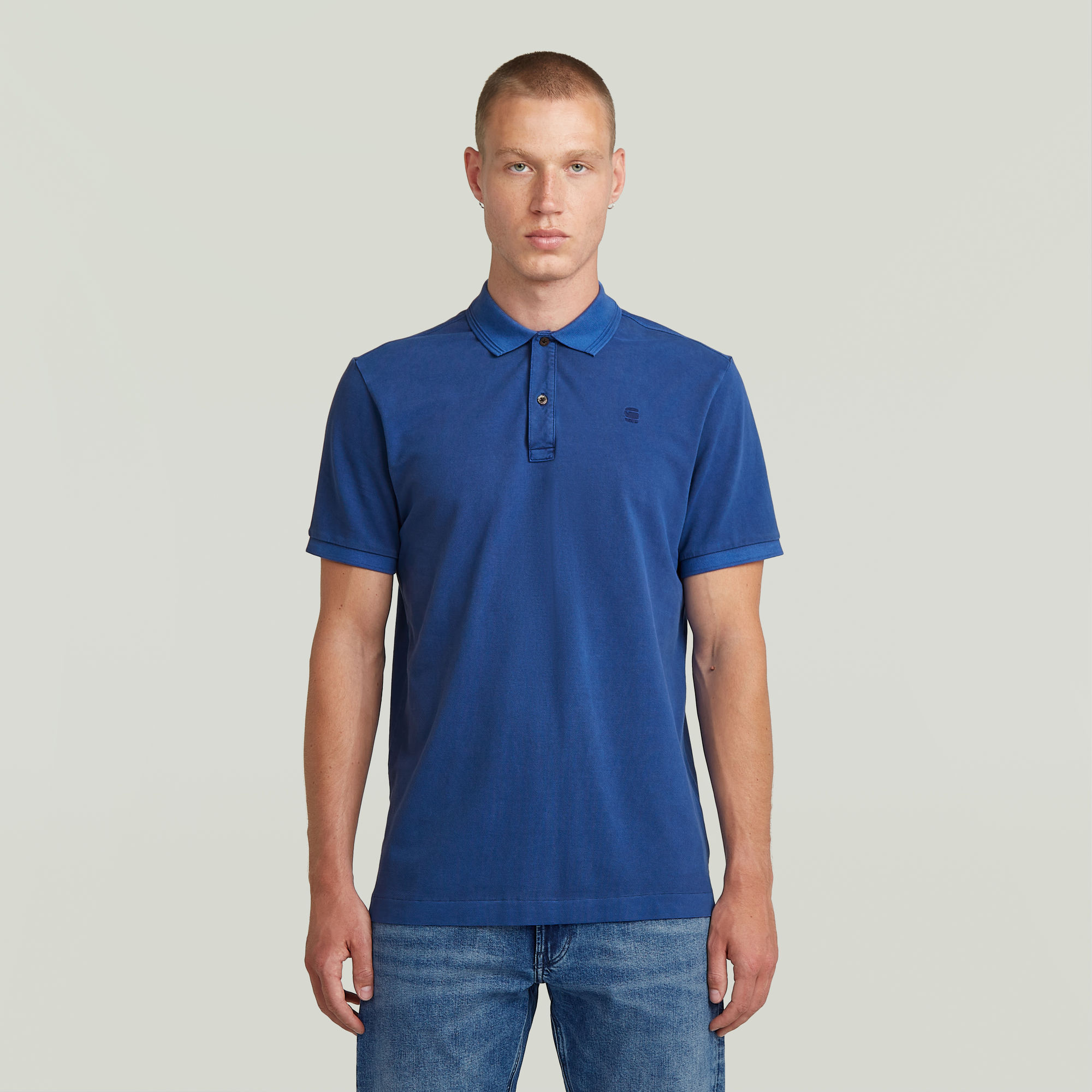 G-Star RAW Dunda Overdyed Slim Polo Midden blauw Heren