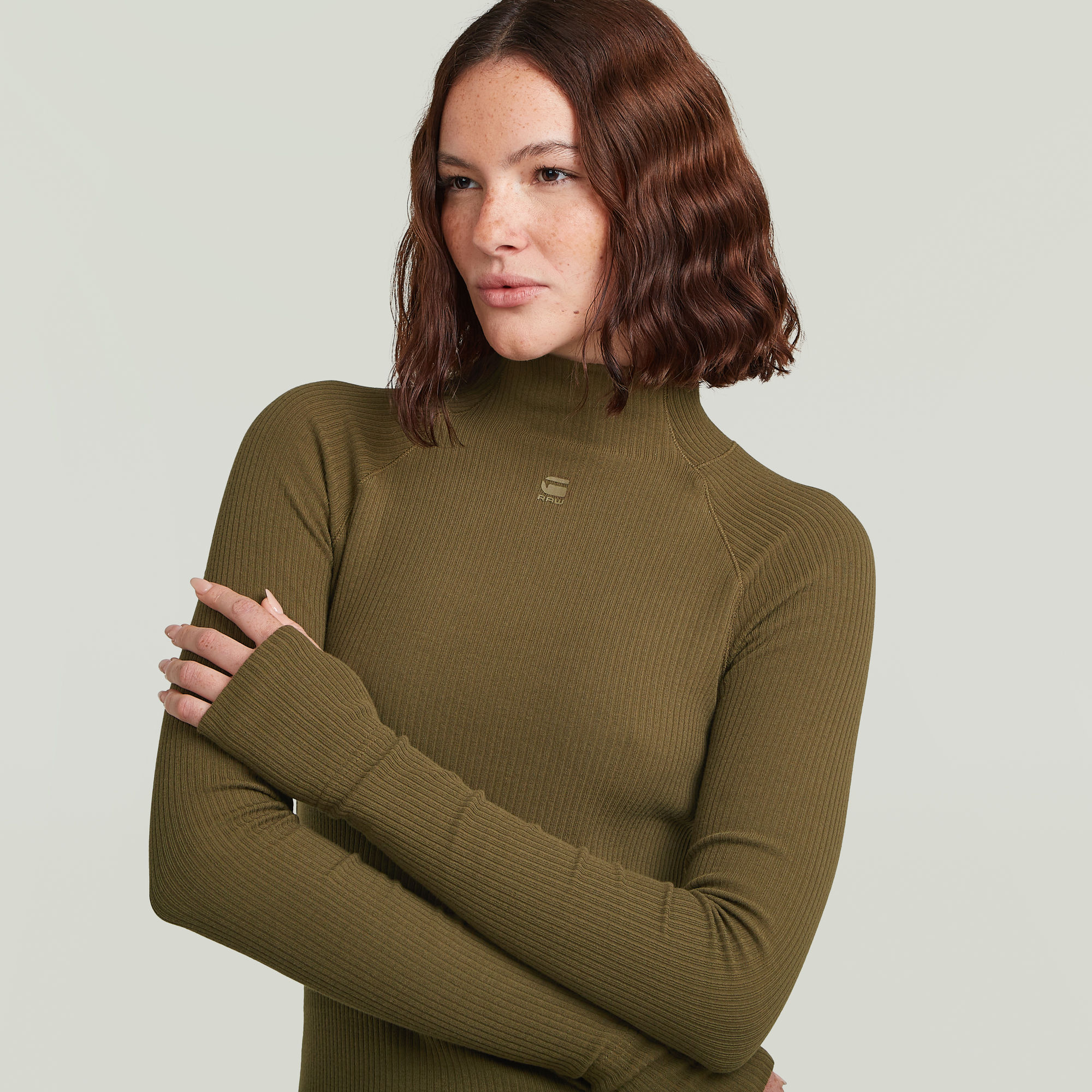 G-Star RAW Rib Slim Jurk Groen Dames