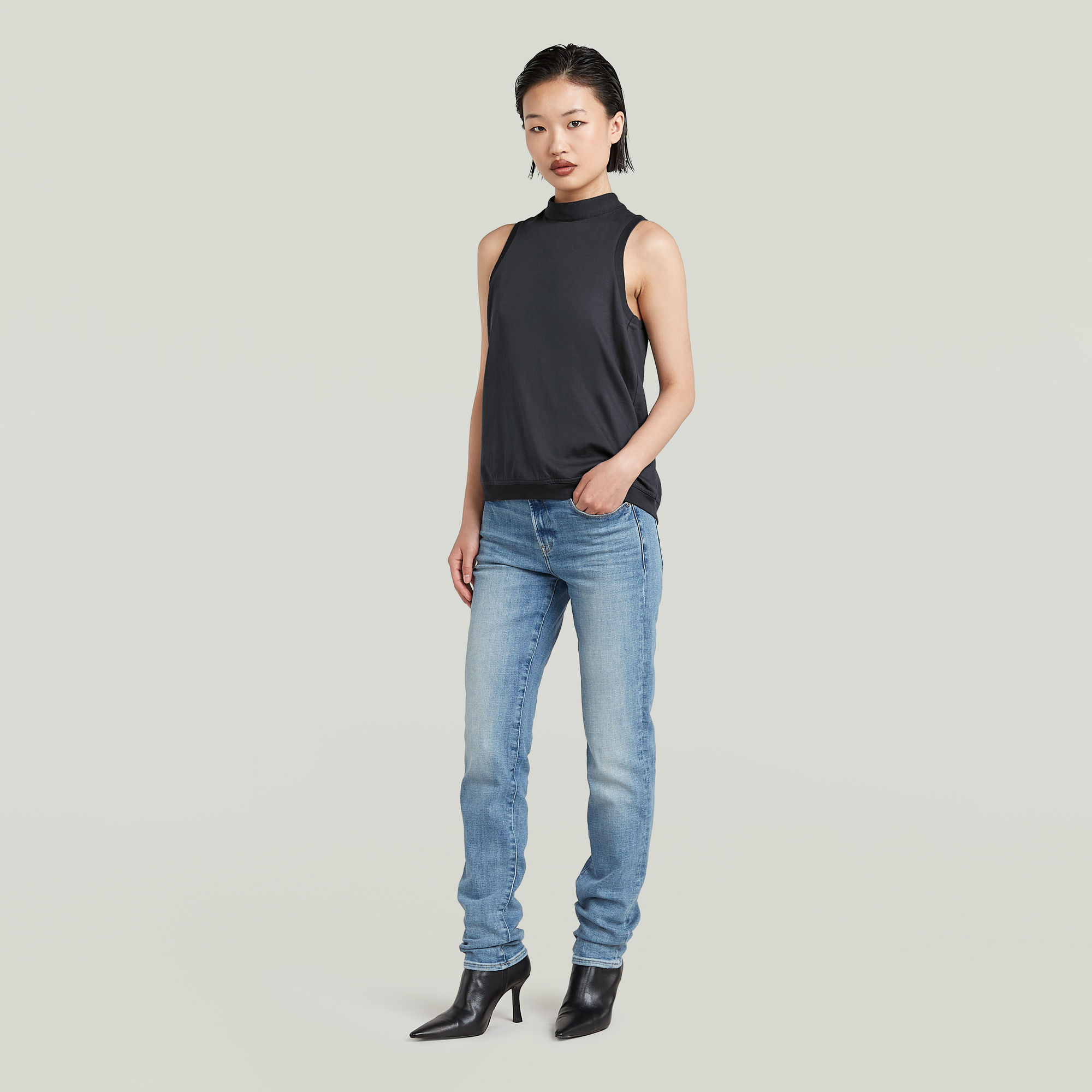 G-Star RAW Open Back Knit Tanktop Grijs Dames